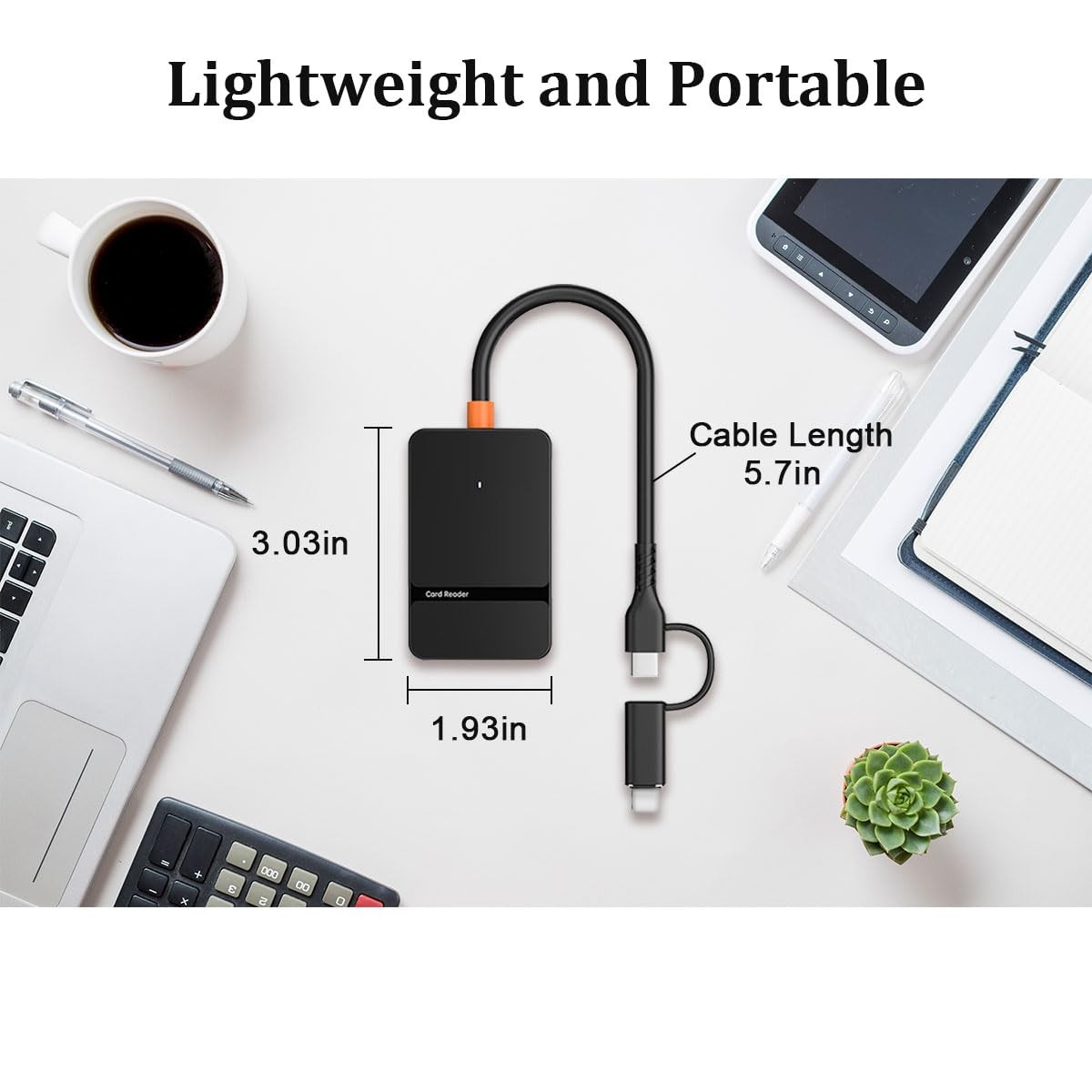 6-in-1 Multi Memory Card Reader USB-C and Lighting,SD 6-in-1, Black