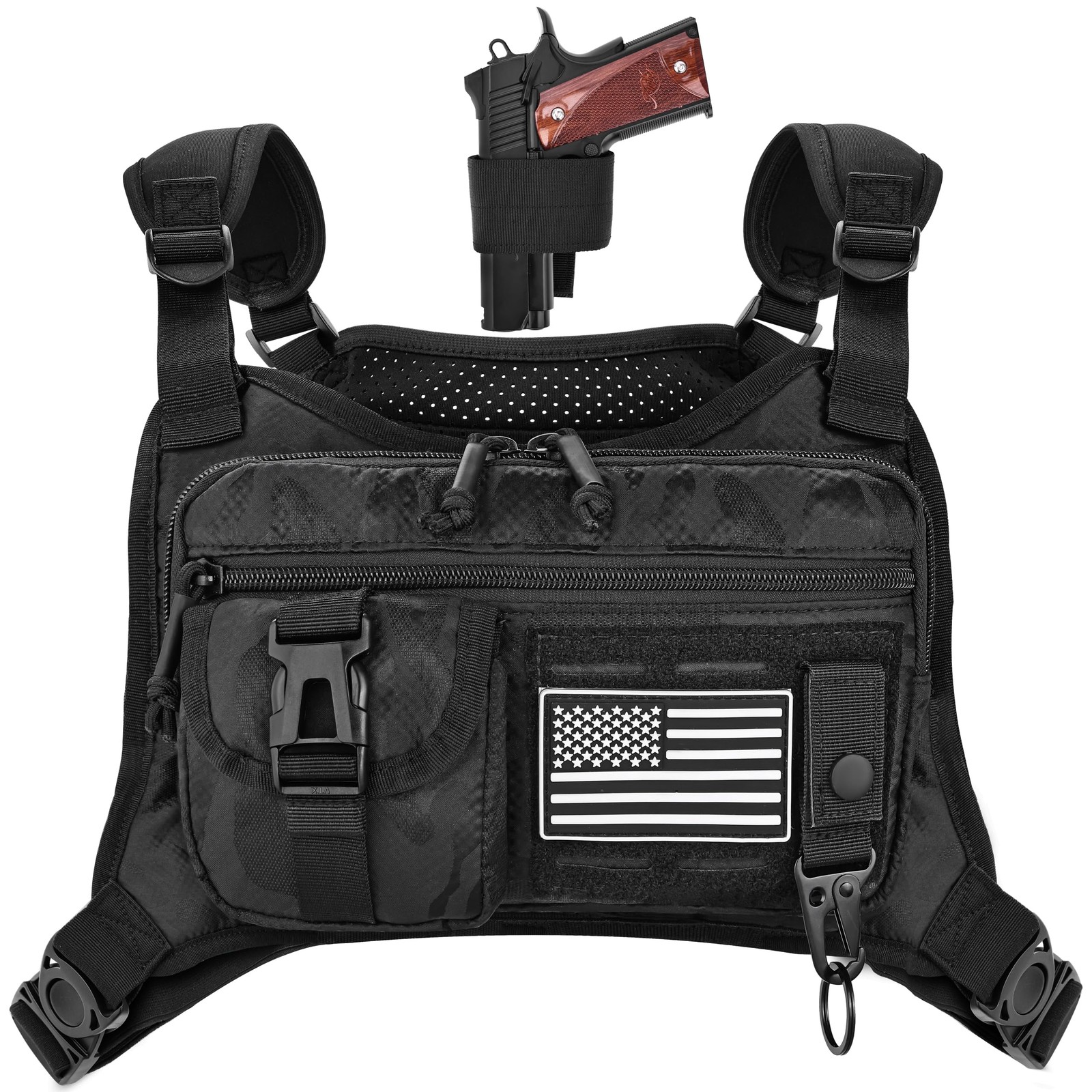 Chest Bag for Men, Gun Vest Holster Fits Most Pistols, Adjustable EDC Tactica...