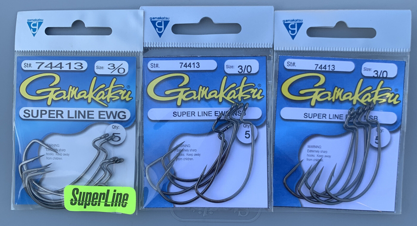 3 Packs Gamakatsu Superline EWG Hooks 3/0 74413