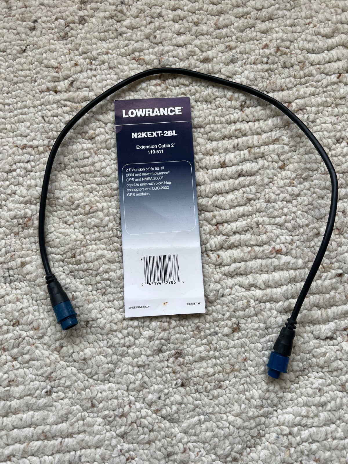 Lowrance LEI 2' Blue Extension Cable N2KEXT-2BL 119-511