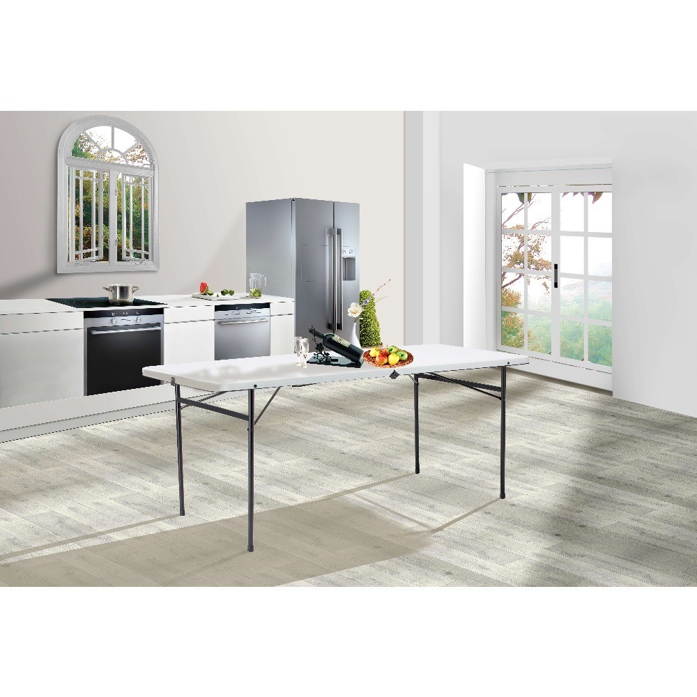 6' Rectangle Centerfold Folding Table, White
