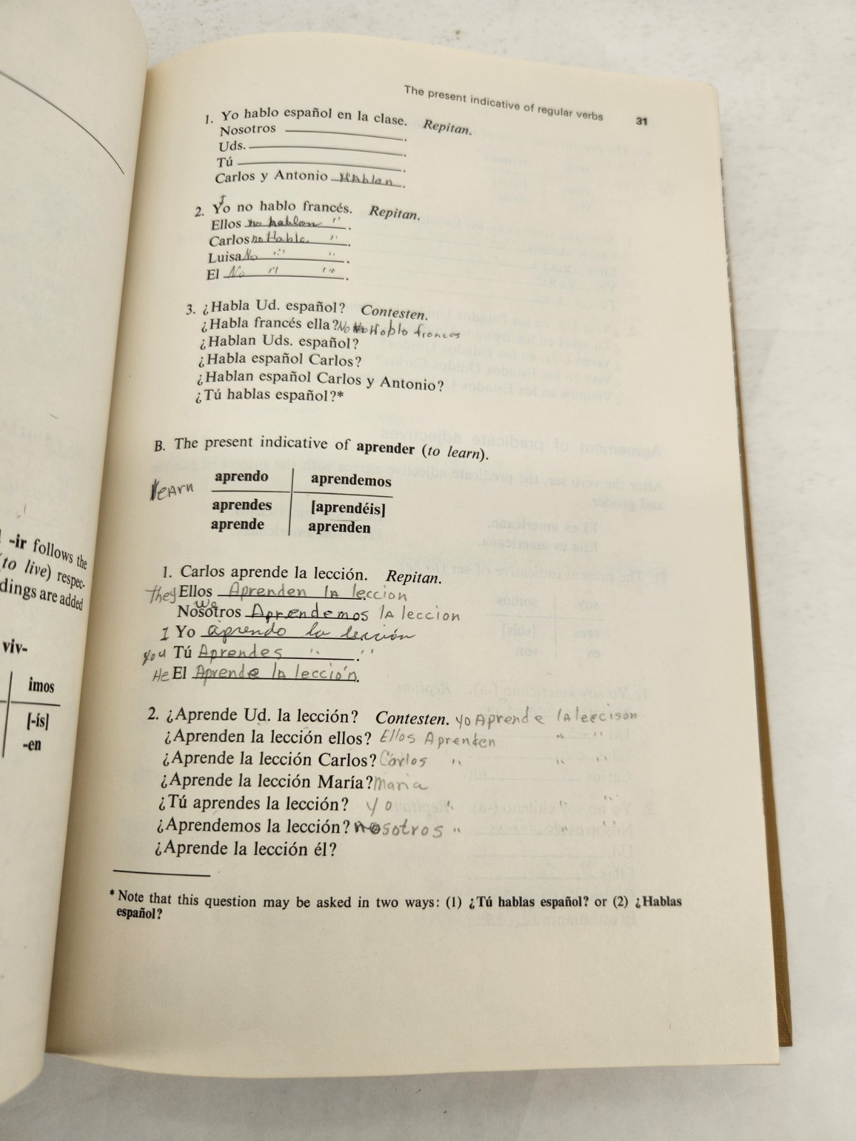 Espanol a lo vivo level one 2nd edition by Hansen and Wilkins 1970 Hardcover
