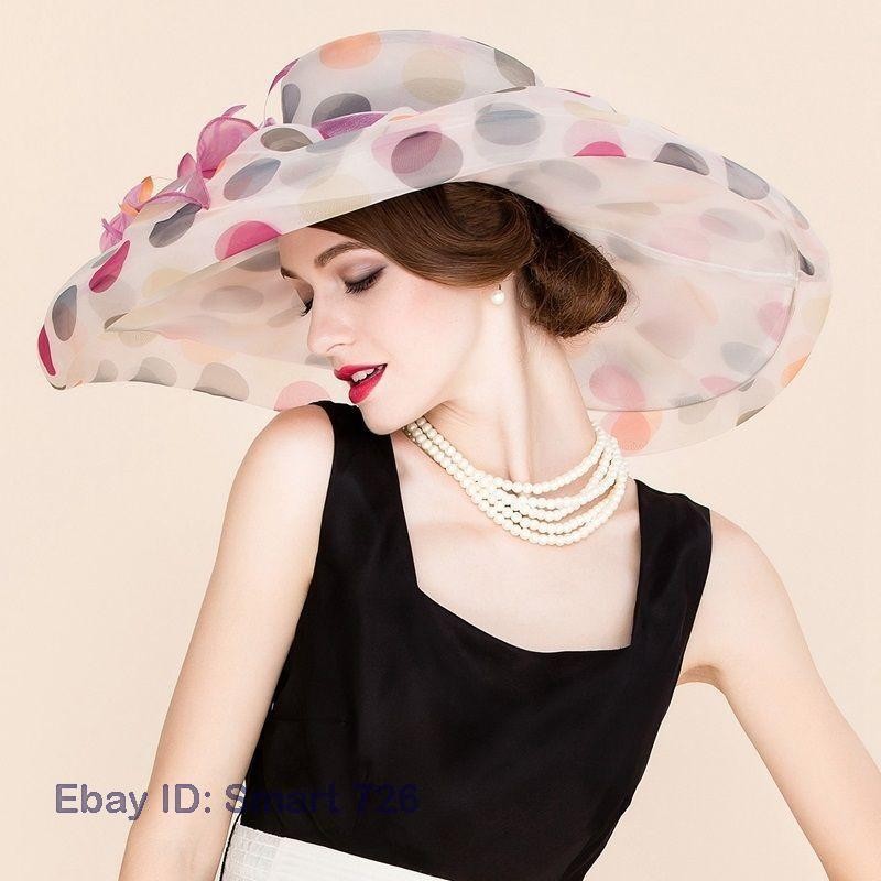 New Women's Kentucky Derby Church Wedding Noble Dress Hat Organza Feather Hat
