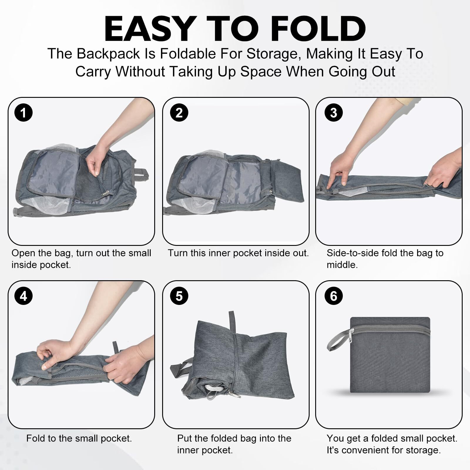 20L Black Lightweight Foldable Water Resistant Packable Small Hiking Backpack