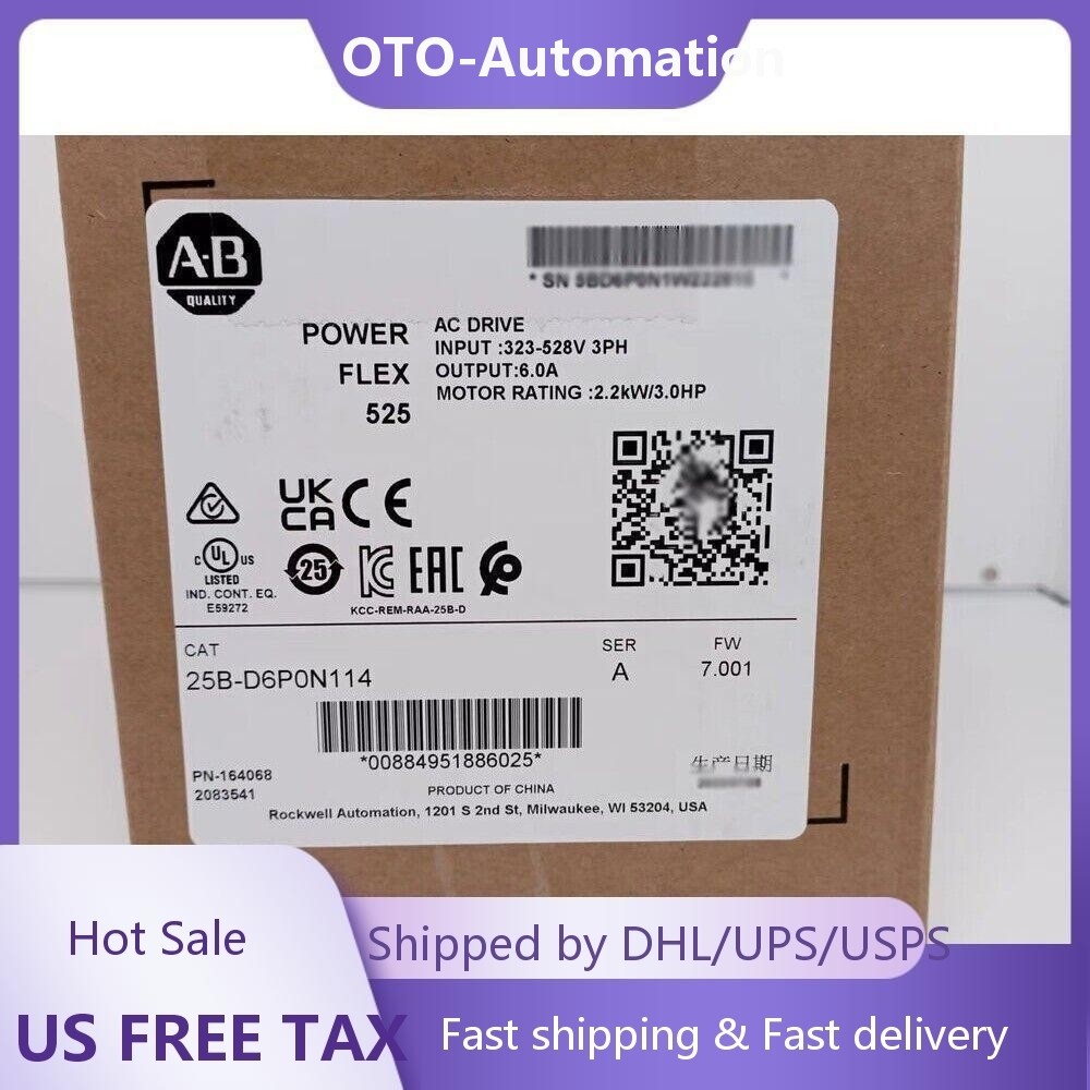 New Factory Sealed AB25B-D6P0N114 PowerFlex 525 AC Drive 25BD6P0N114 USA！