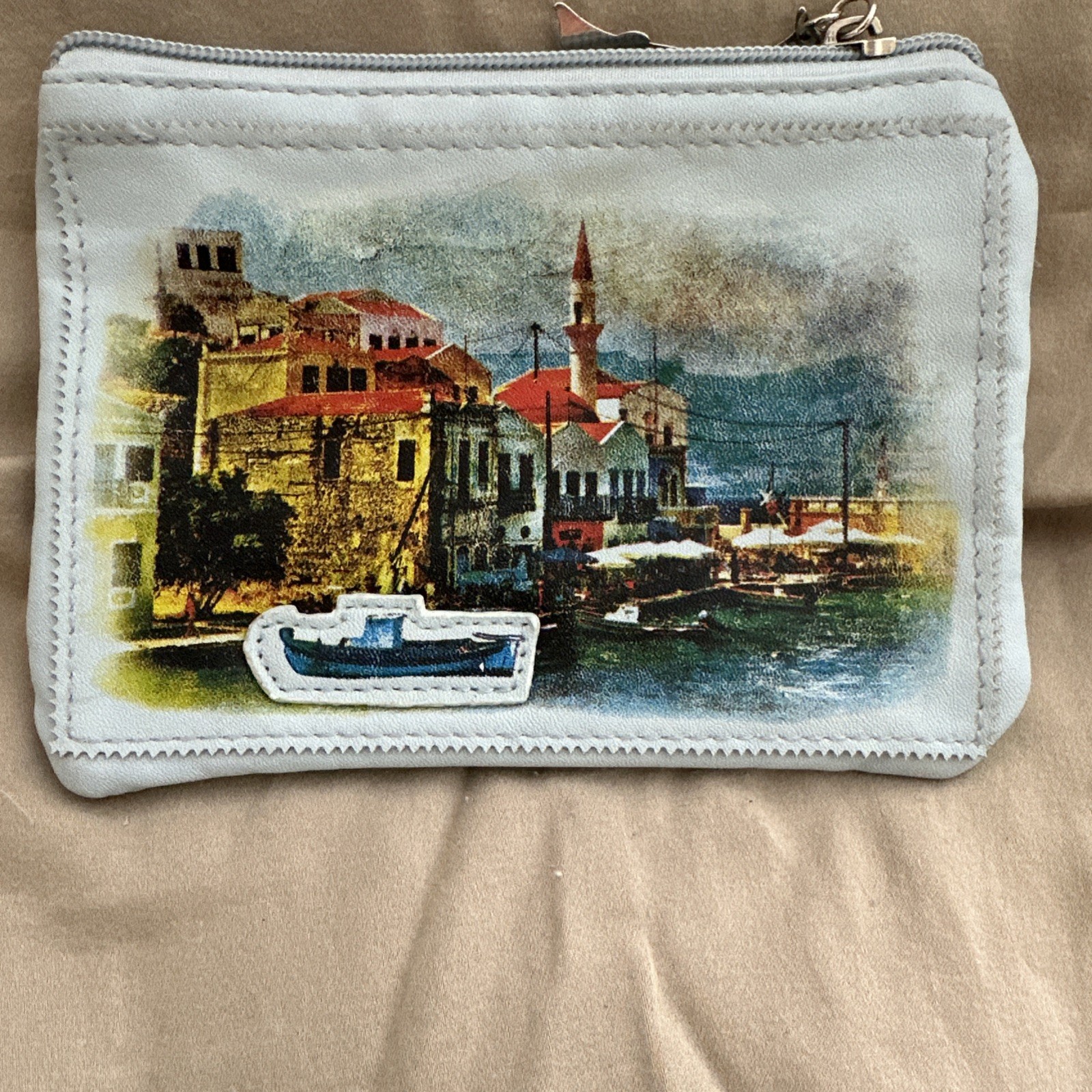 Cargo Post card theme cosmetic makeup  bag 4x6”
