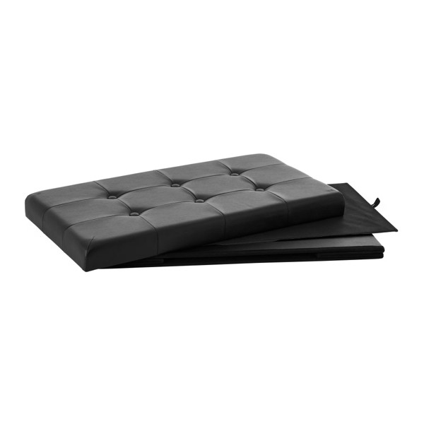 30in Tufted Foldable Leather Storage Ottoman Bench Storage Foot Stool Black
