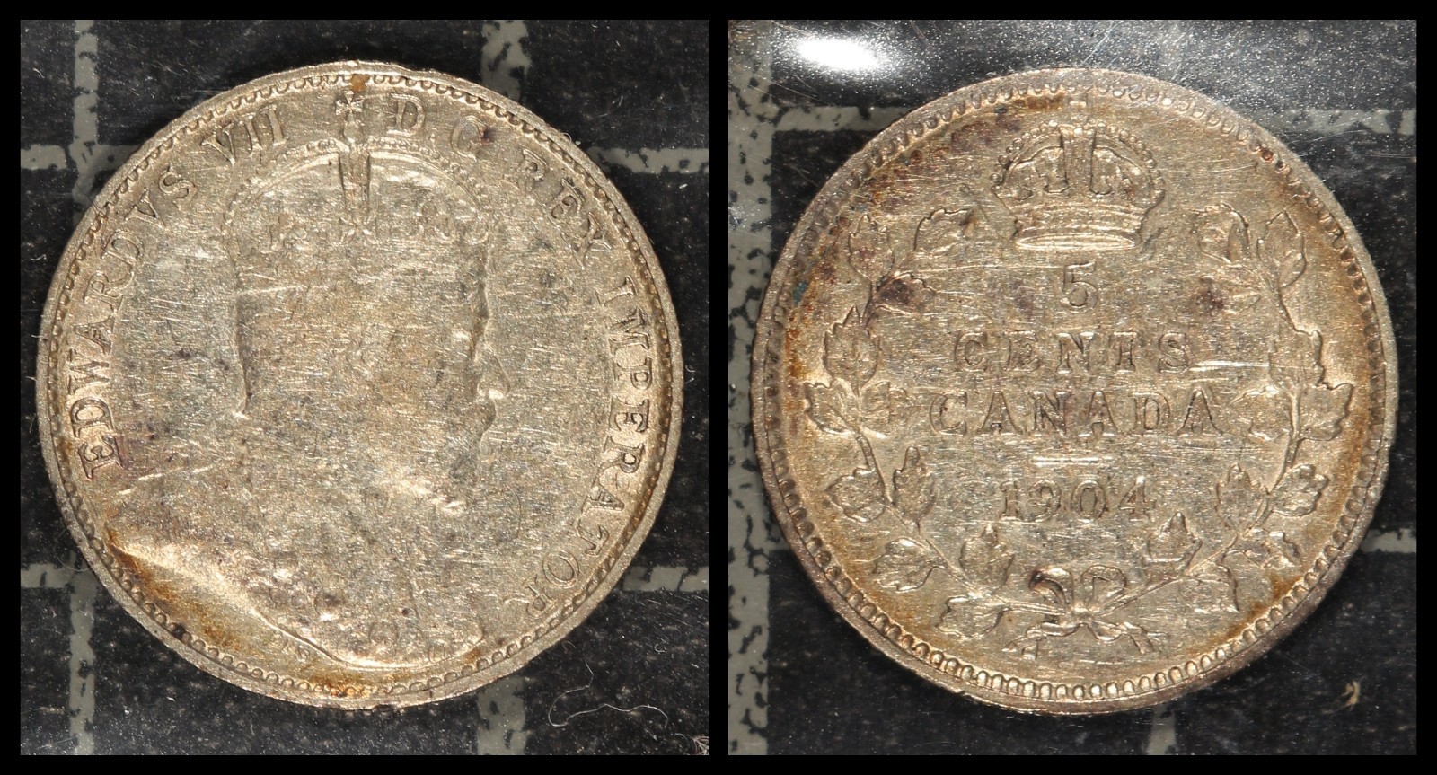 1904 Canada 5 Cents Silver Coin King Edward VII KM# 13 Victorian Era Fish Scale