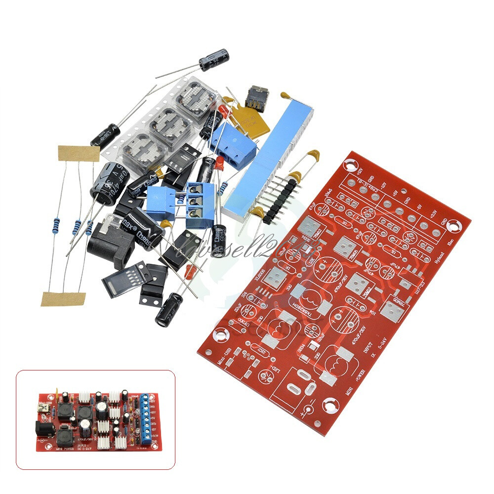 DIY Kit DC 5-24V to Dual Power ±12V ±5V +3.3V Boost USB Linear Regulator Module