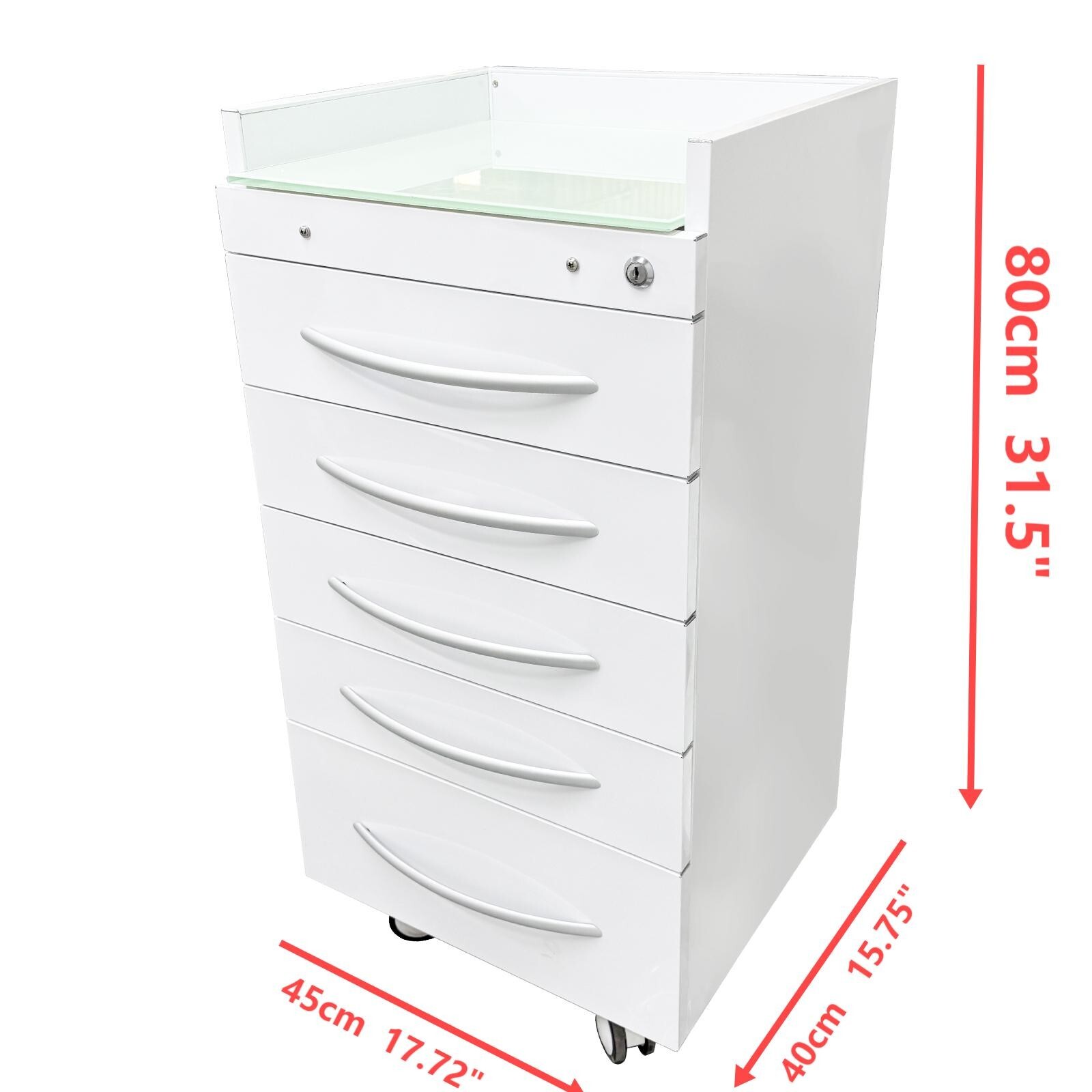 5DrawersDental Assistant's Mobile Cabinet Cart Medical Storage Trolley w/Divider
