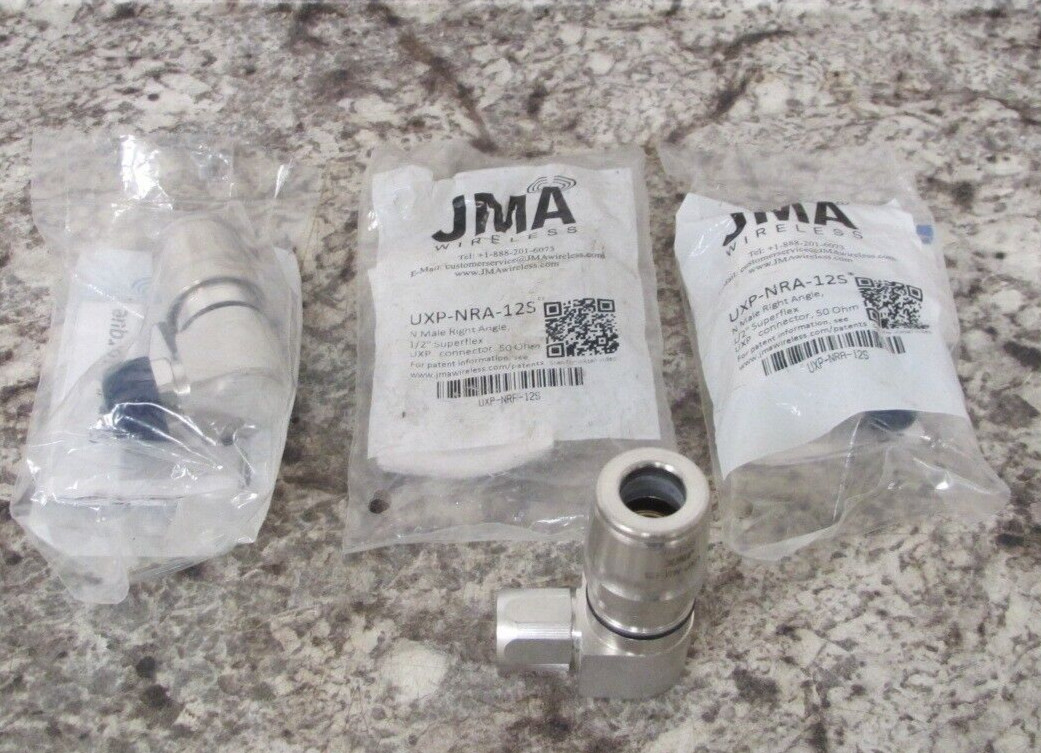 LOT OF 3 JMA UXP-NRA-12S N Male Right Angle Connector 1/2” Superflexible Cable