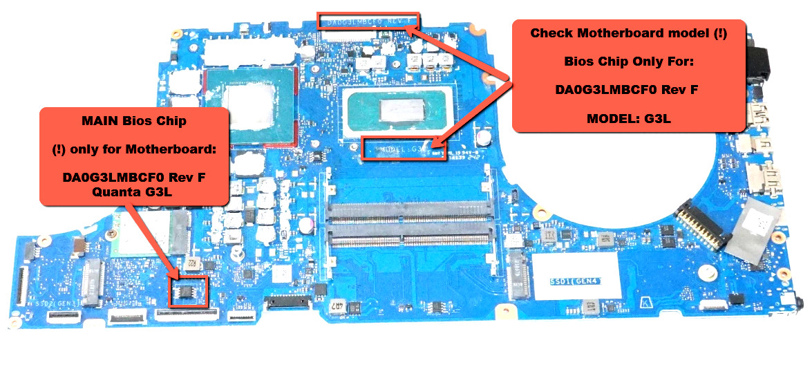 Bios Chip HP Omen 17-ck0000 17-ck series For MB: DA0G3LMBCF0 Rev F (!) MODEL G3L