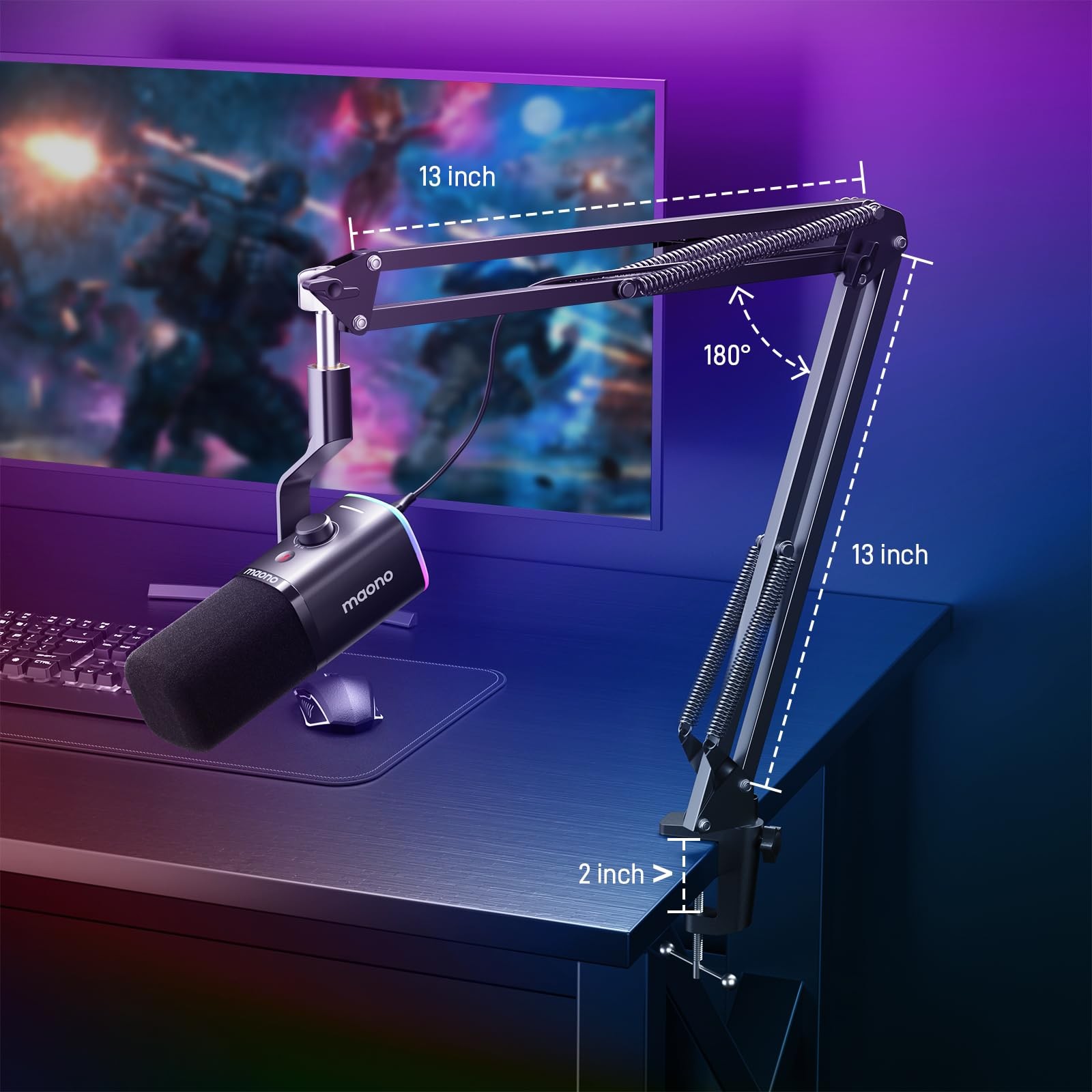 XLR/USB Gaming Microphone for PC, Dynamic Computer Mic for Streaming Podcasti...
