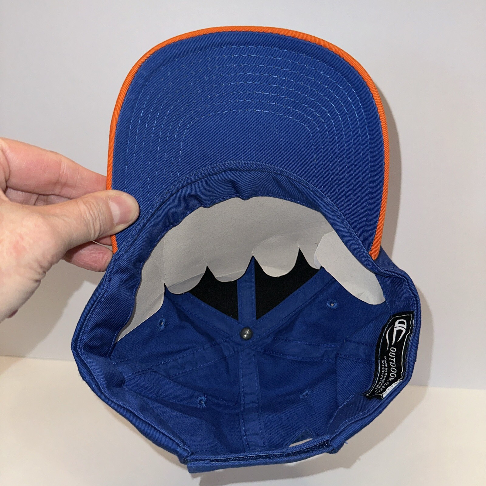 Scholastic Clay Target Program Hat Cap Orange Bill Royal Blue Hook Loop EUC