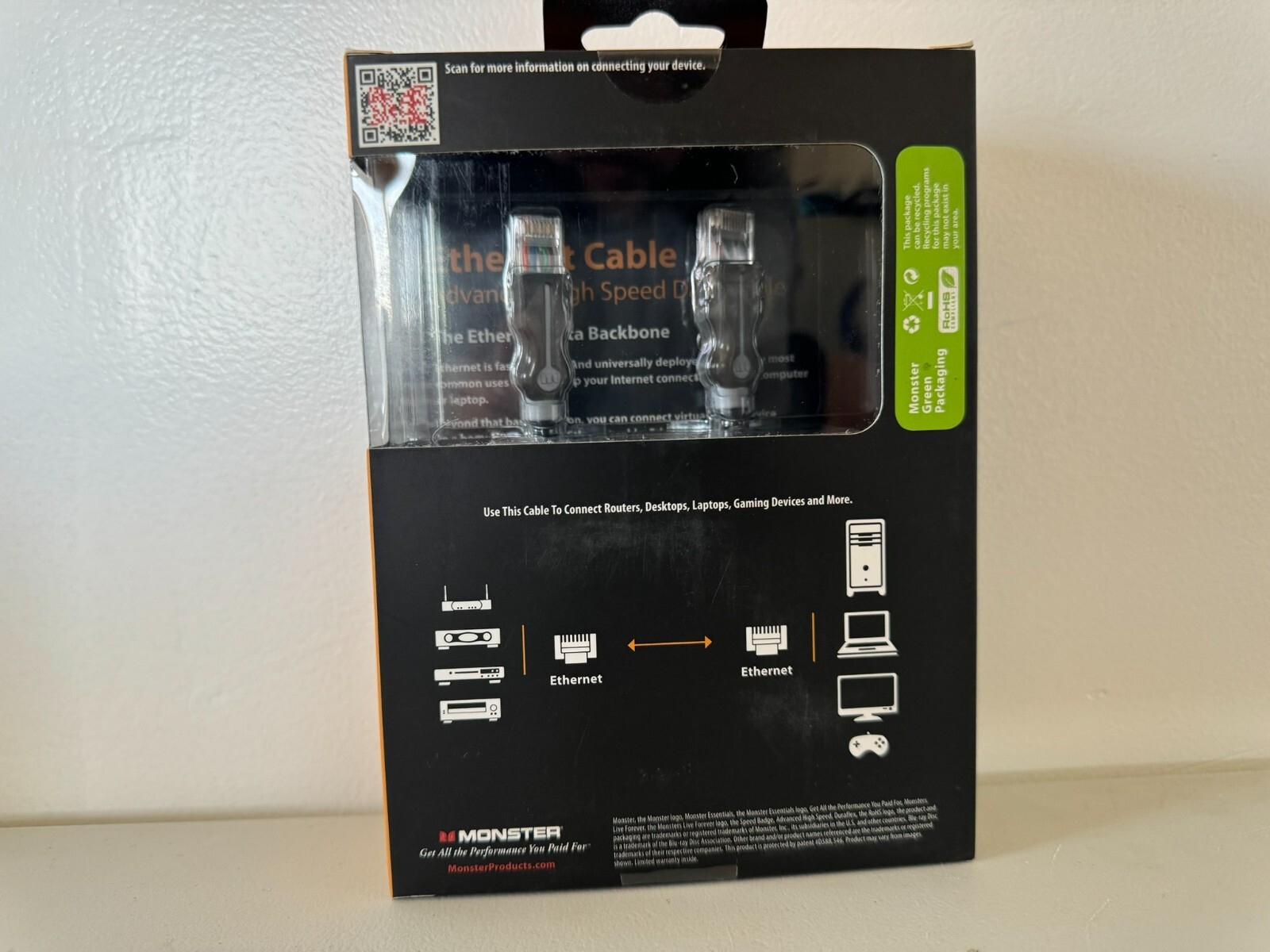 Monster Cable Advanced High Speed CAT6 + CAT 6 + Ethernet Cable - 12' (3.66m)