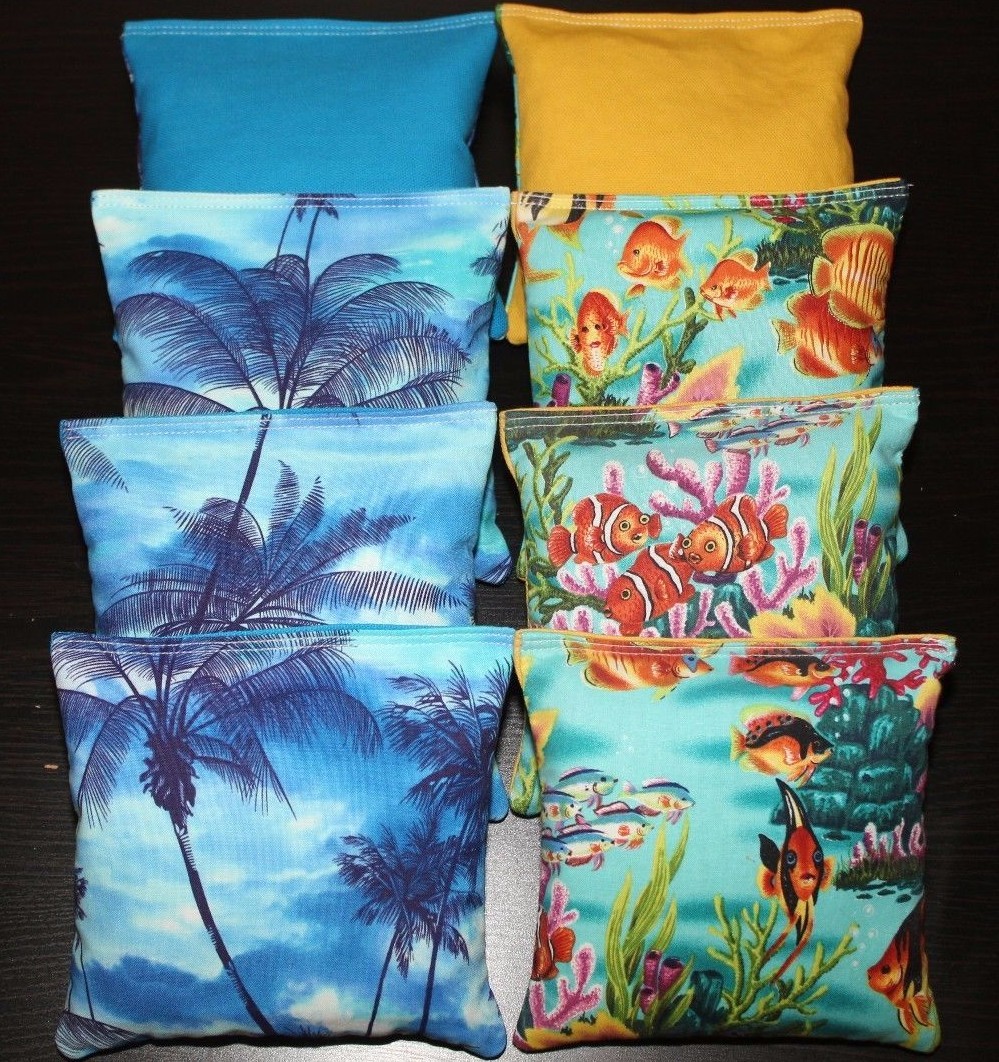 TROPICAL Island Paradise Cornhole Bean Bags ACA Regulation Margaritaville Sunset