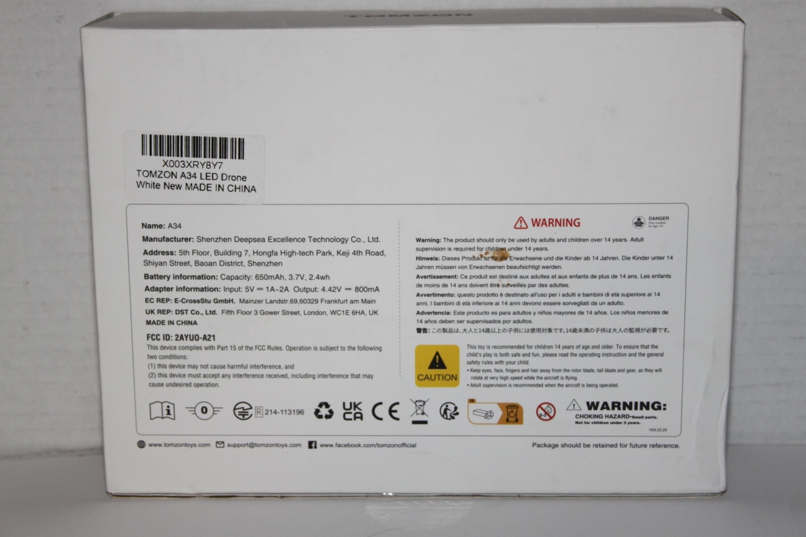 Tomzon A34 LED Drone - White