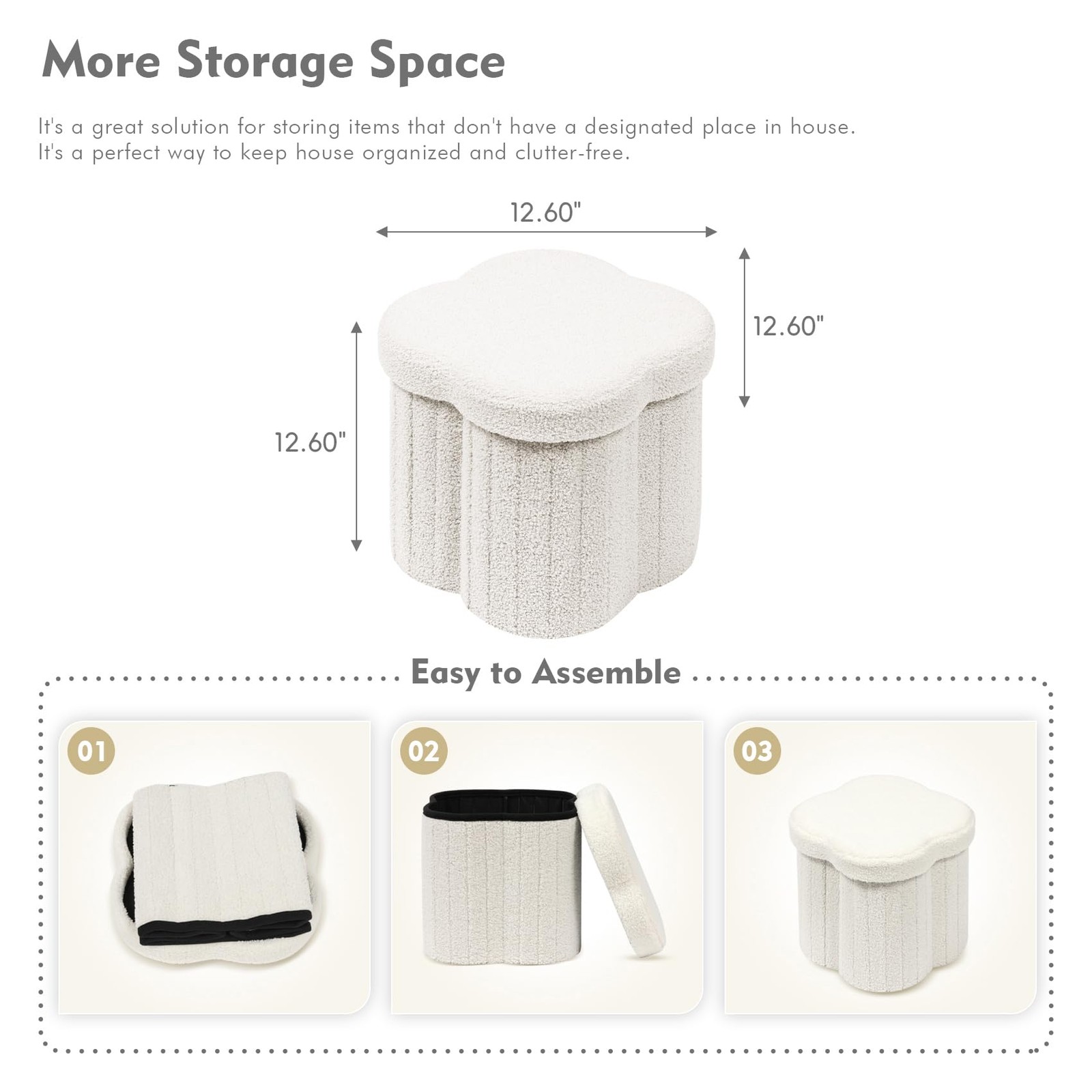 Storage Ottoman Cube, Flowers Shaped Ottomans with Storage Foot Stool Footres...