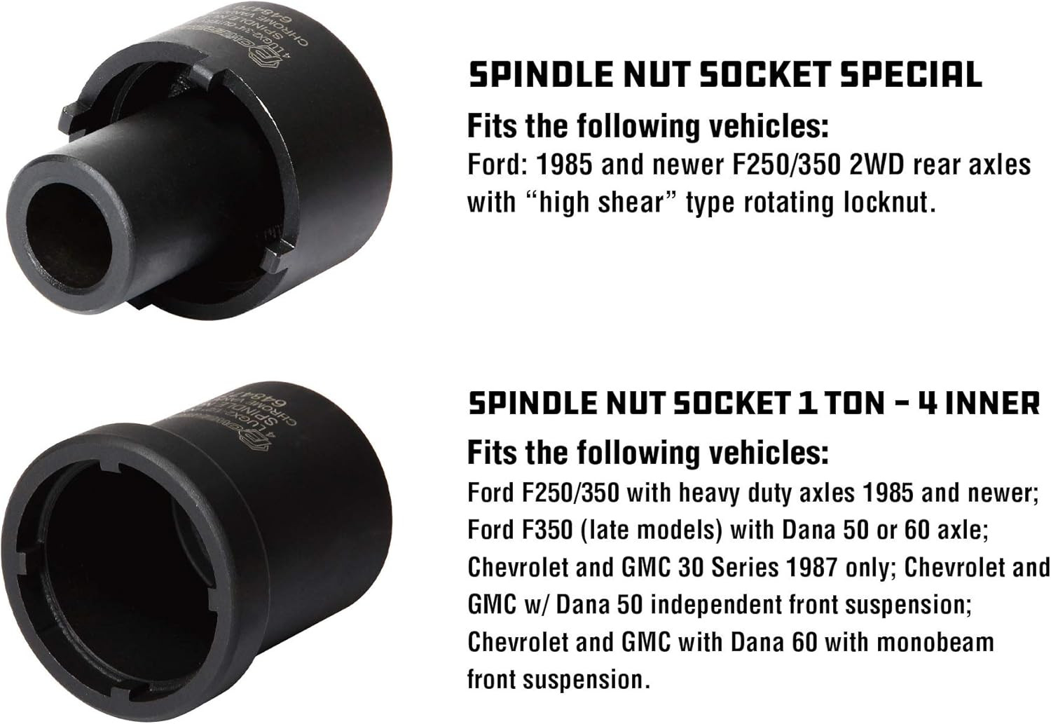 Spindle Nut Socket Tool Kit, 5 Piece, Remove Spindle Nuts, Various Size Lug Out