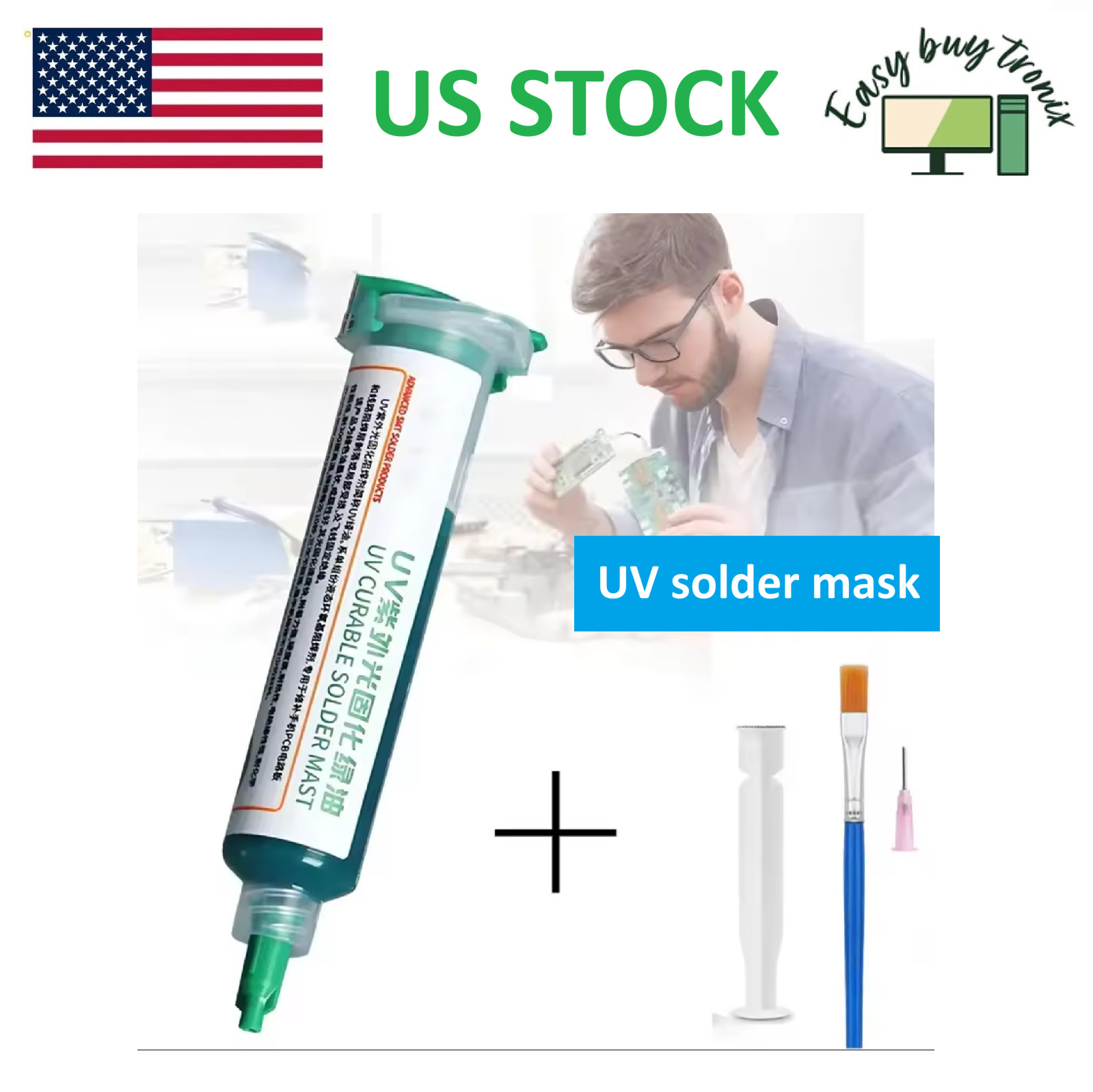 PCB BGA Circuit Board UV Curable Solder Repair Mask Paint GREEN 10ml