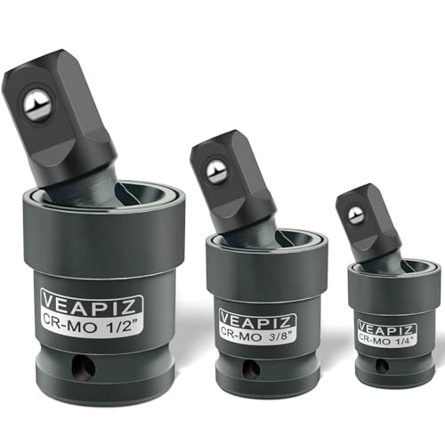 3Pcs Impact Universal Joint Socket Swivel Set， 1/4", 3/8", 1/2" Drive Socket