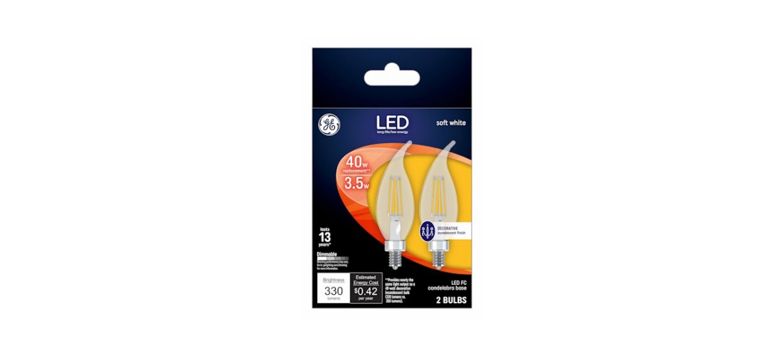 LED Light Bulb F15 E12 (Candelabra) Soft White 40 Watt Equivalence Clear Pair