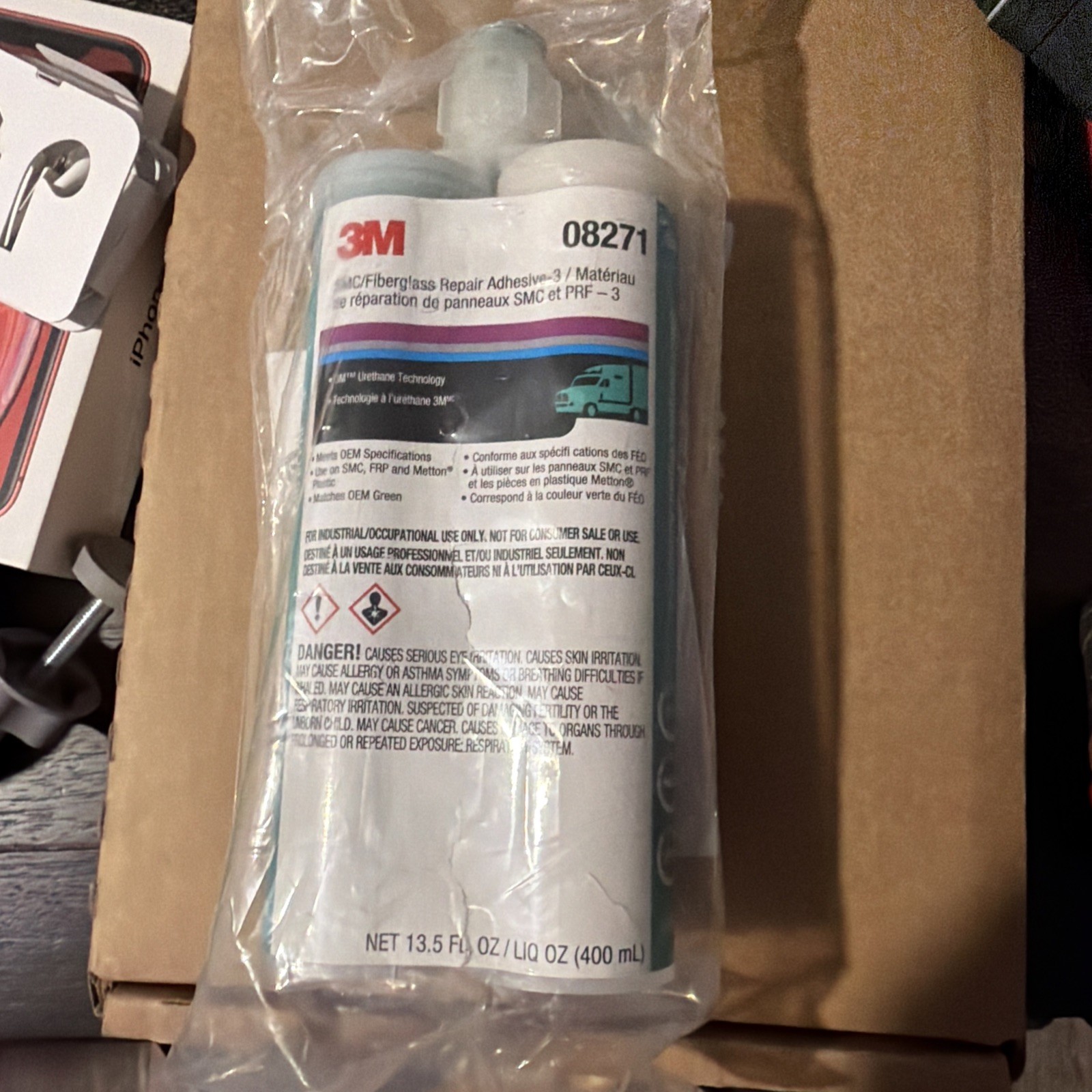 3M SMC/Fiberglass Repair Adhesive-3, 08271, Green, 400 mL Cartridge Fresh Case