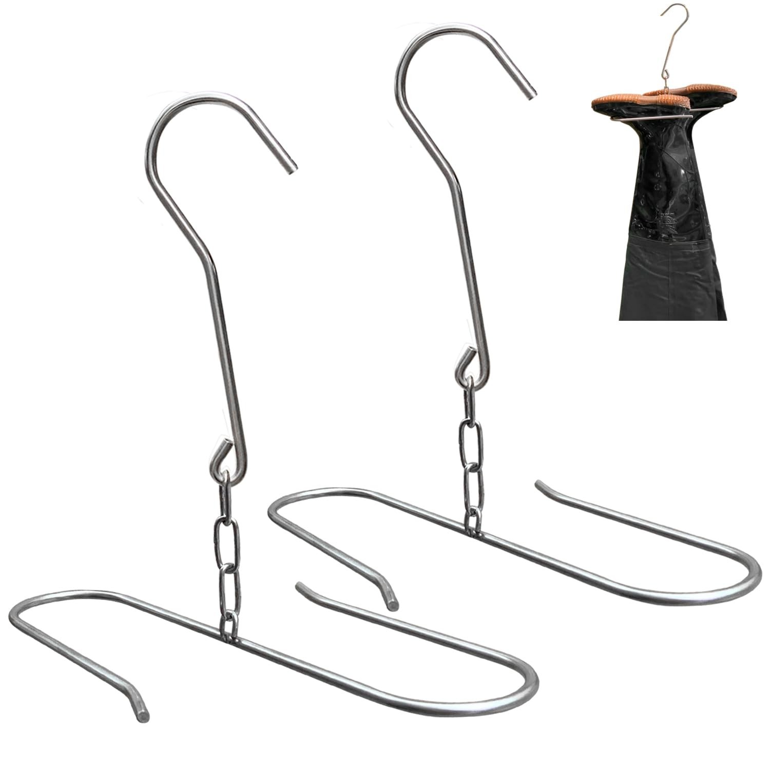 2 Packs Fishing Waders Boot Hangers, Stainless Steel Wader Hangers, Boot Hang...