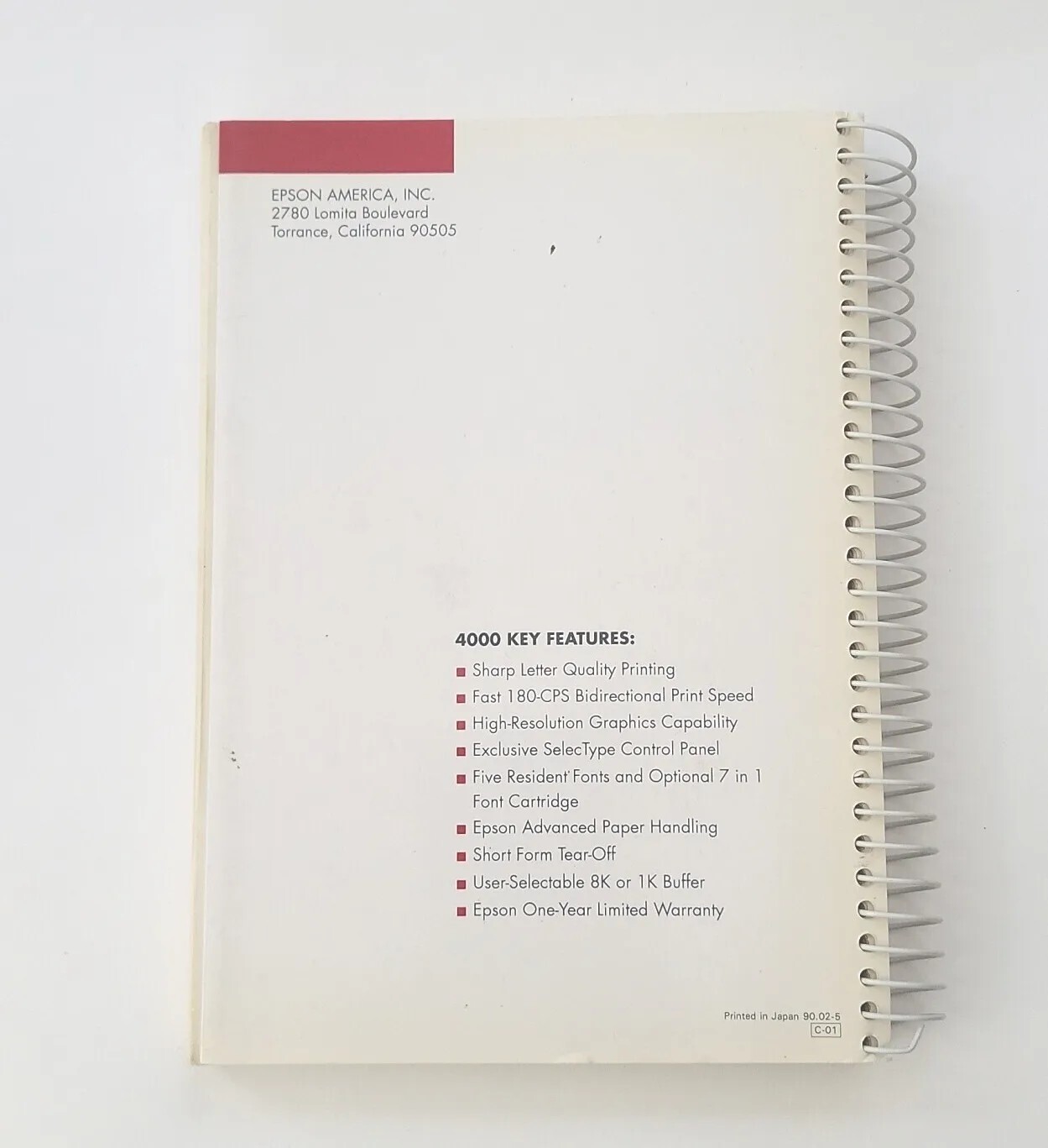 Epson Action Printer 4000 Users Manual + Epson Application Notes