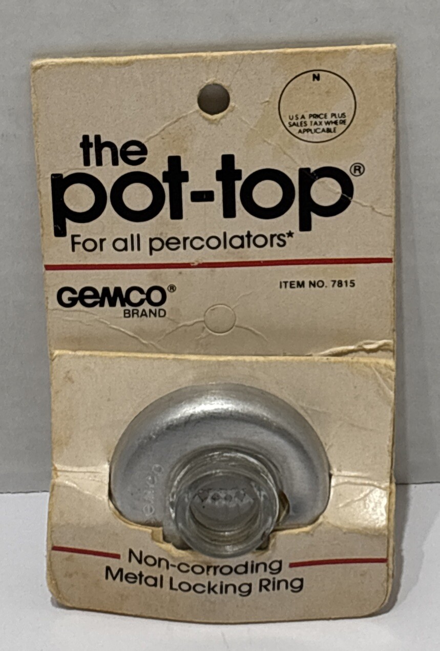Vintage The Pot-Top For All Percolator Glass Top Non-Corroding Gemco 7815 NOS