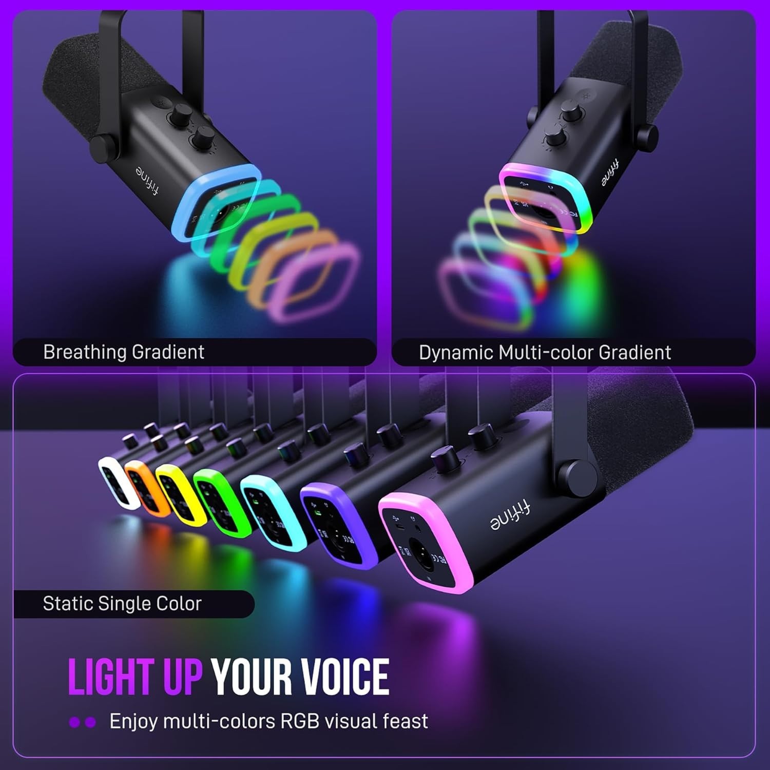 XLR/USB Gaming Microphone Set Dynamic PC Mic for Streaming Podcasting Compute...