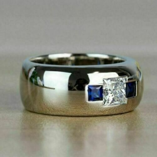 1.80 Ct Princess Cut White Diamond Lab-Created Wedding Ring 925 Sterling Silver