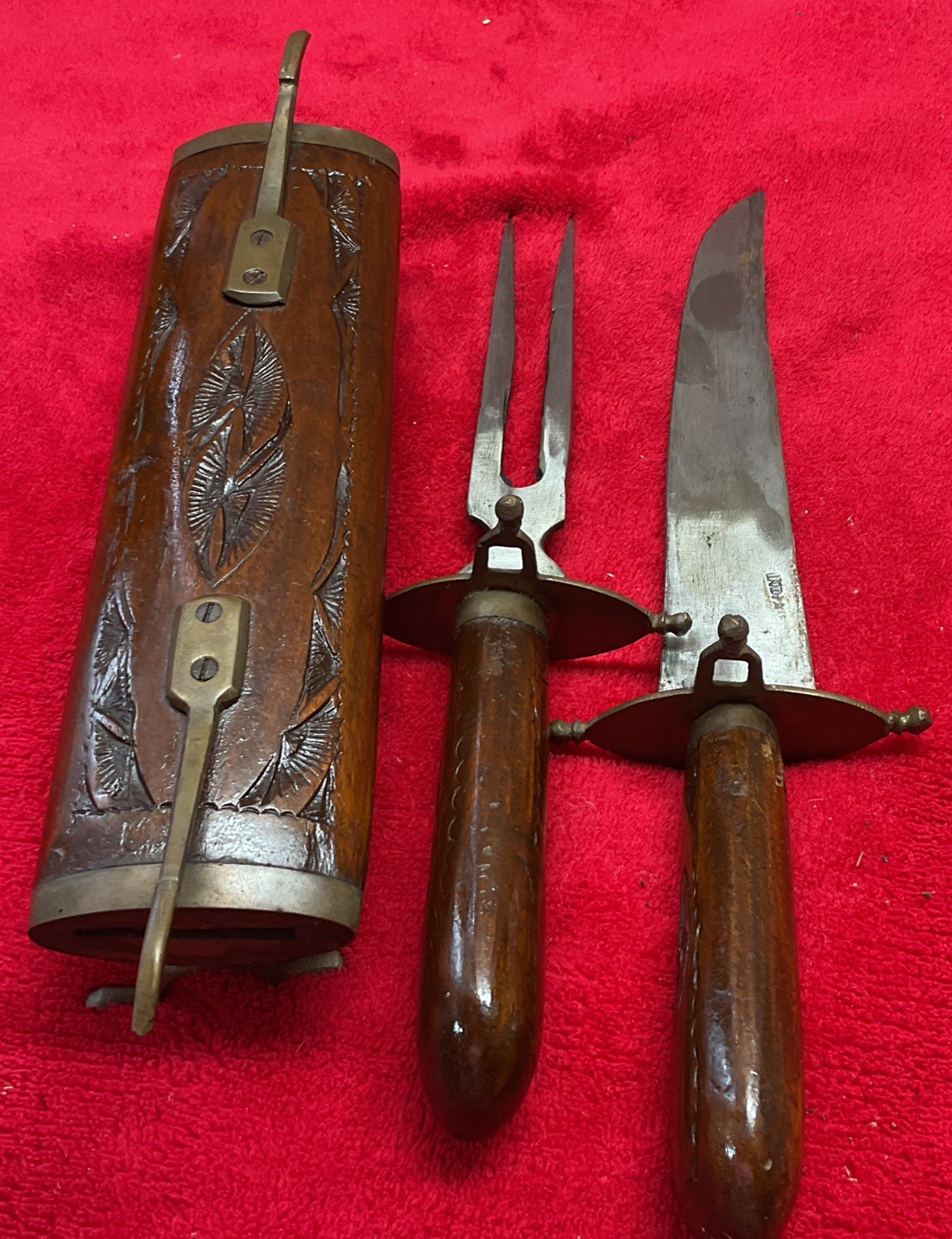 Vintage India Hardwood Knife And Fork Set Nice Shape 17”