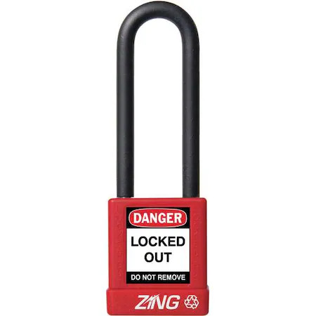 Zing 7046 Lockout Padlock, Keyed Different, Aluminum, Red, 3 In Shackle Height,