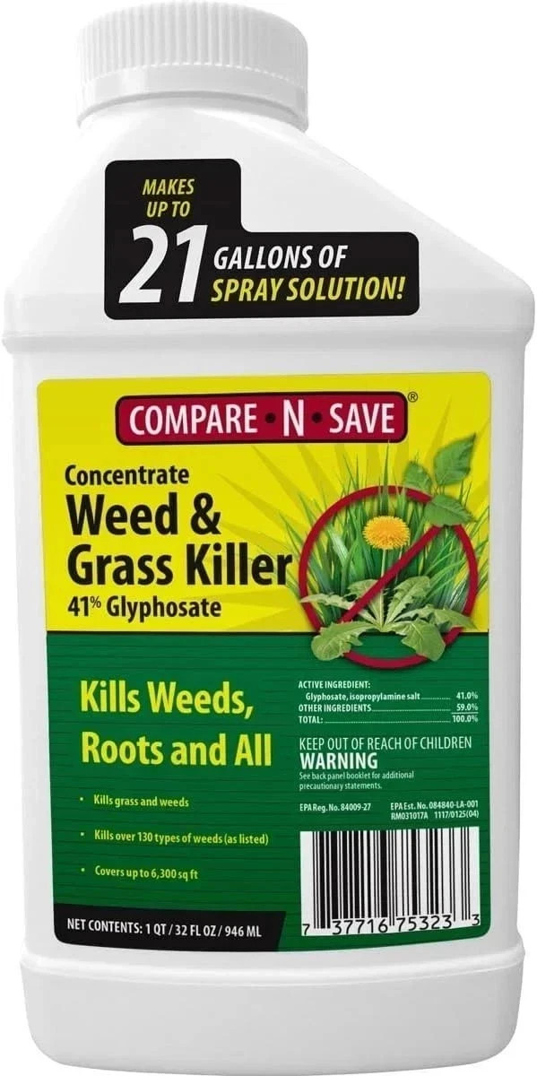 Compare-N-Save Grass and Weed Killer Concentrate Glyphosate Herbicide 16oz-2.5Ga