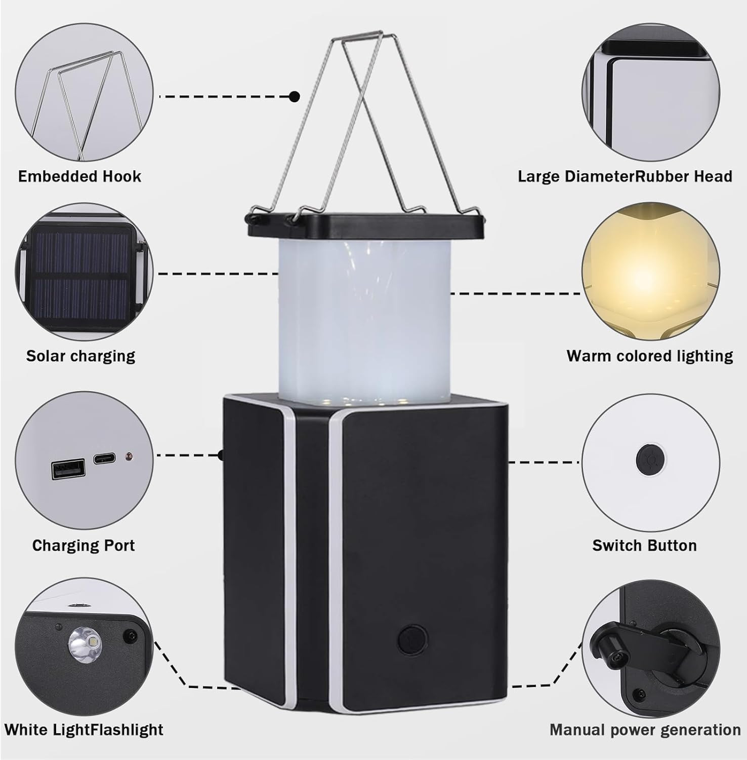Solar LED Rechargeable Emergency Camping Lantern,White Solar Rechargeable,Rechar