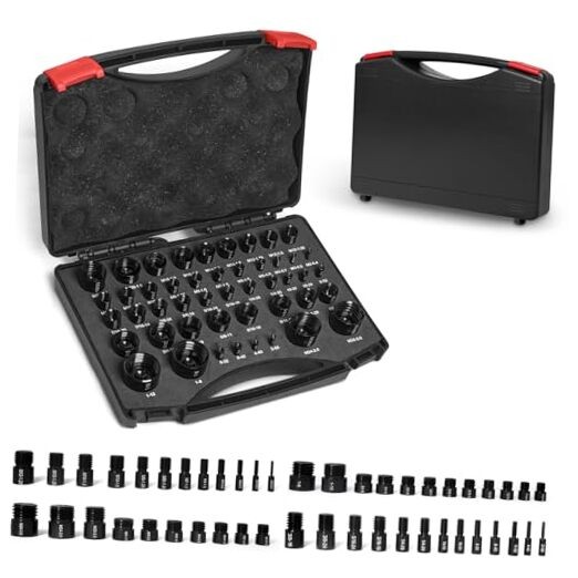 47pcs Thread Checker, Nut and Bolt 25 Inch & 22 Metric Box Thread Gauge,