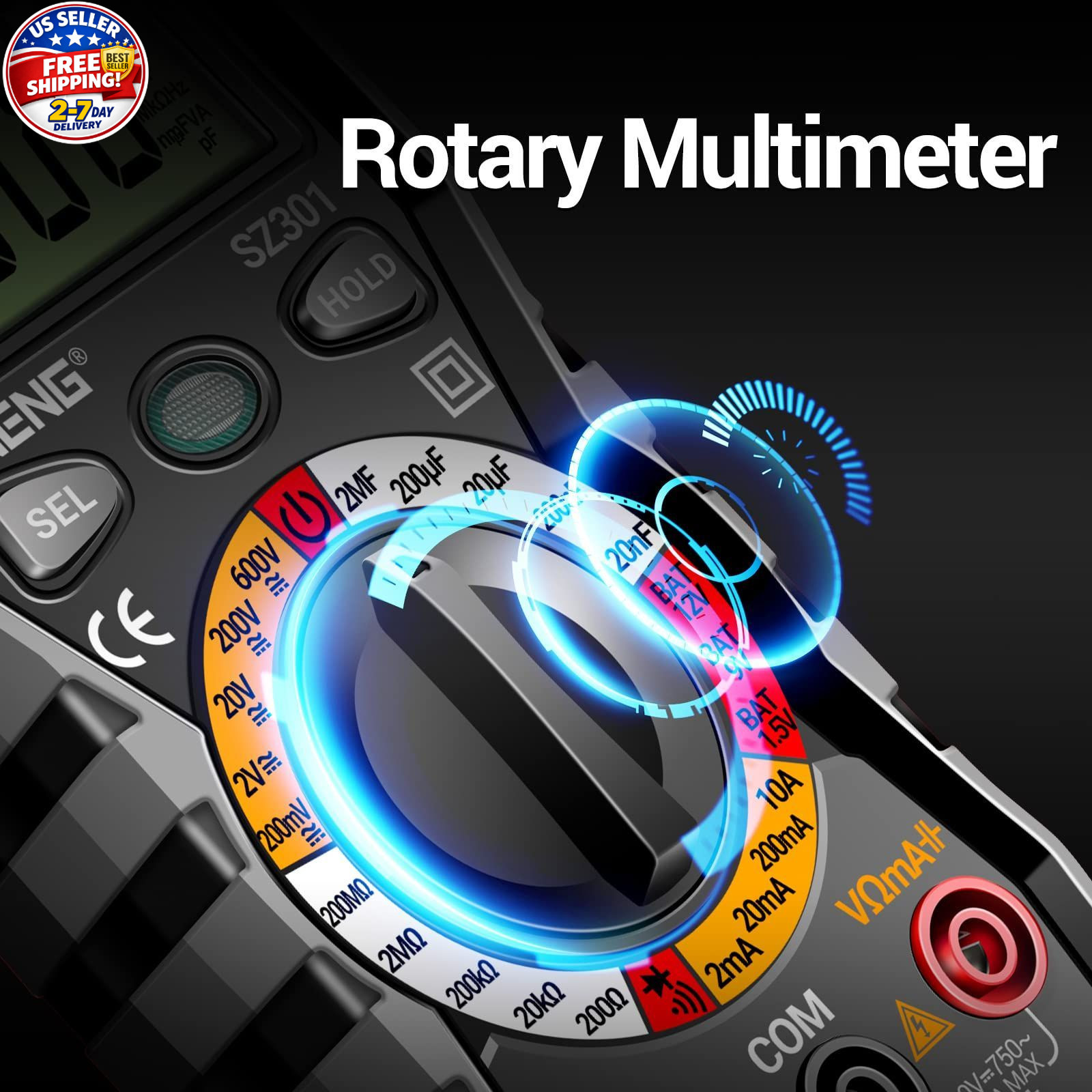 Digital Multimeter with Case,DC AC Voltmeter,Ohm Volt Amp Meter,Measures Voltage