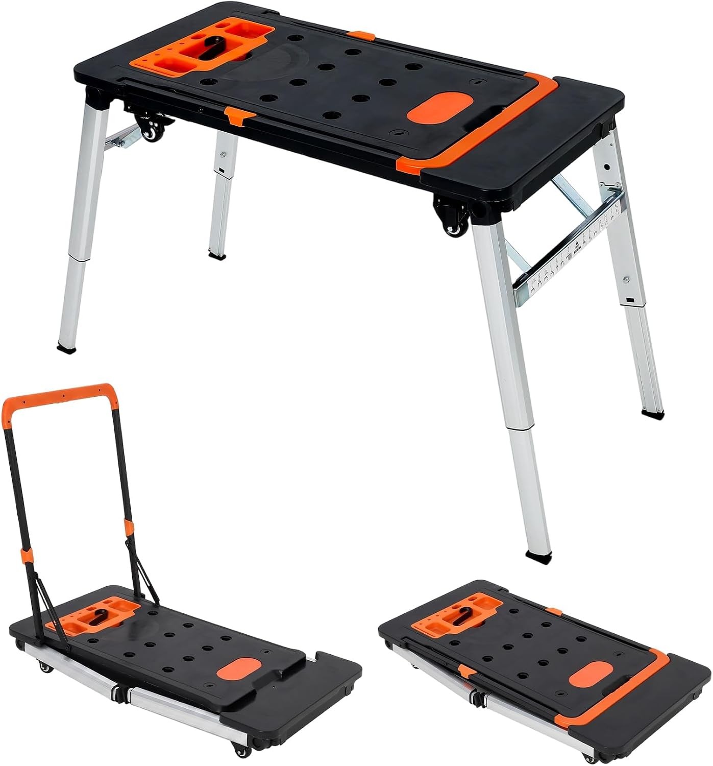 Portable Workbench 7-in-1 Folding Low Work Platform Car Creeper with Wheels