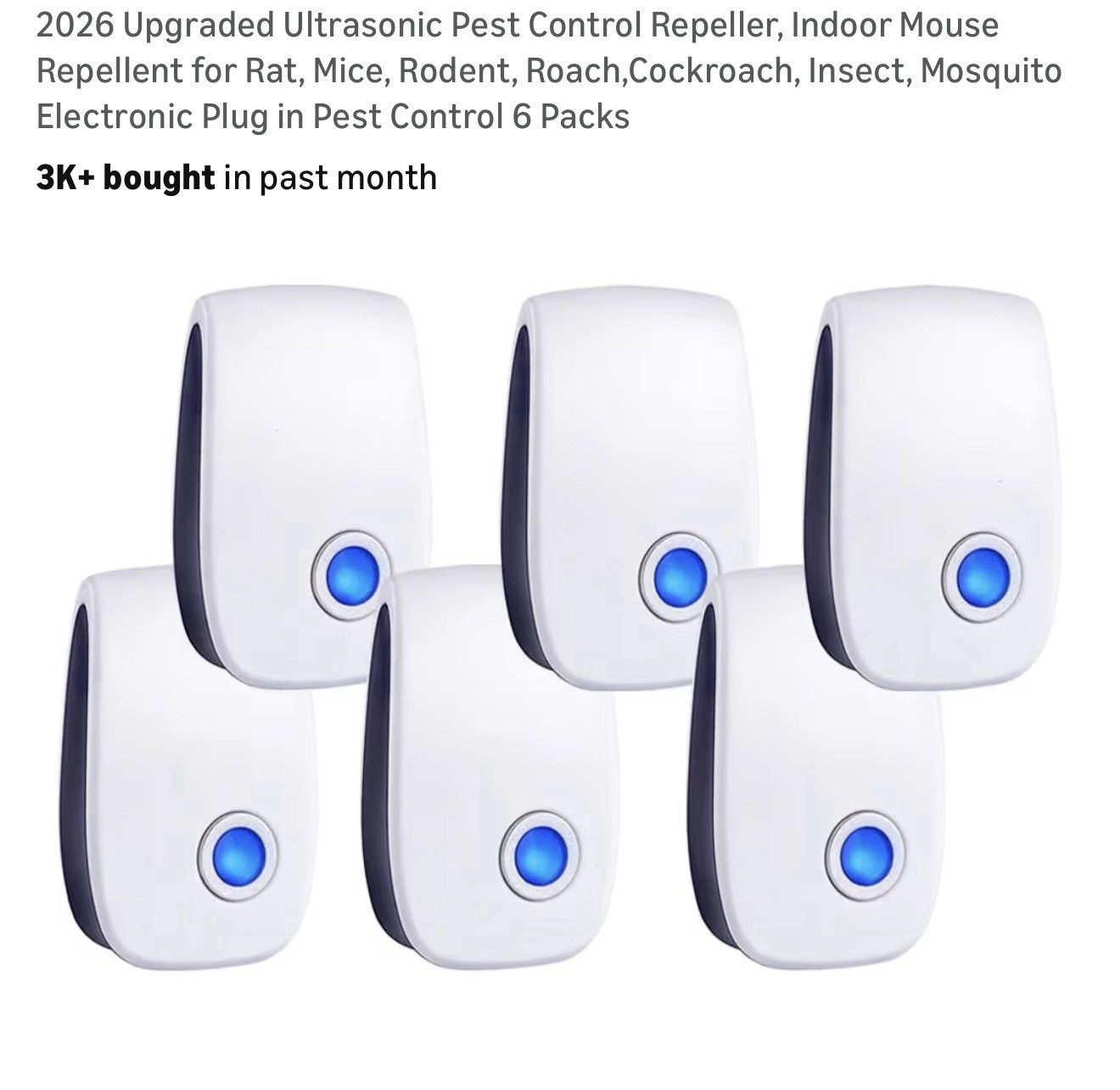 Ultrasonic Pest Insect Repeller Electronic Plug-In for Rodents And Insects! 6pk