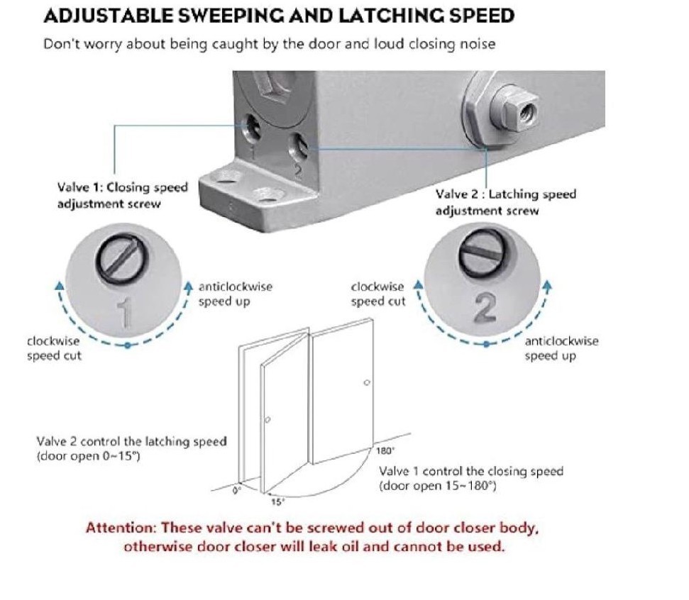 Marie Hold Open Door Closer Applies Regular,Top Jamb Mounting,Adjustable Auto...
