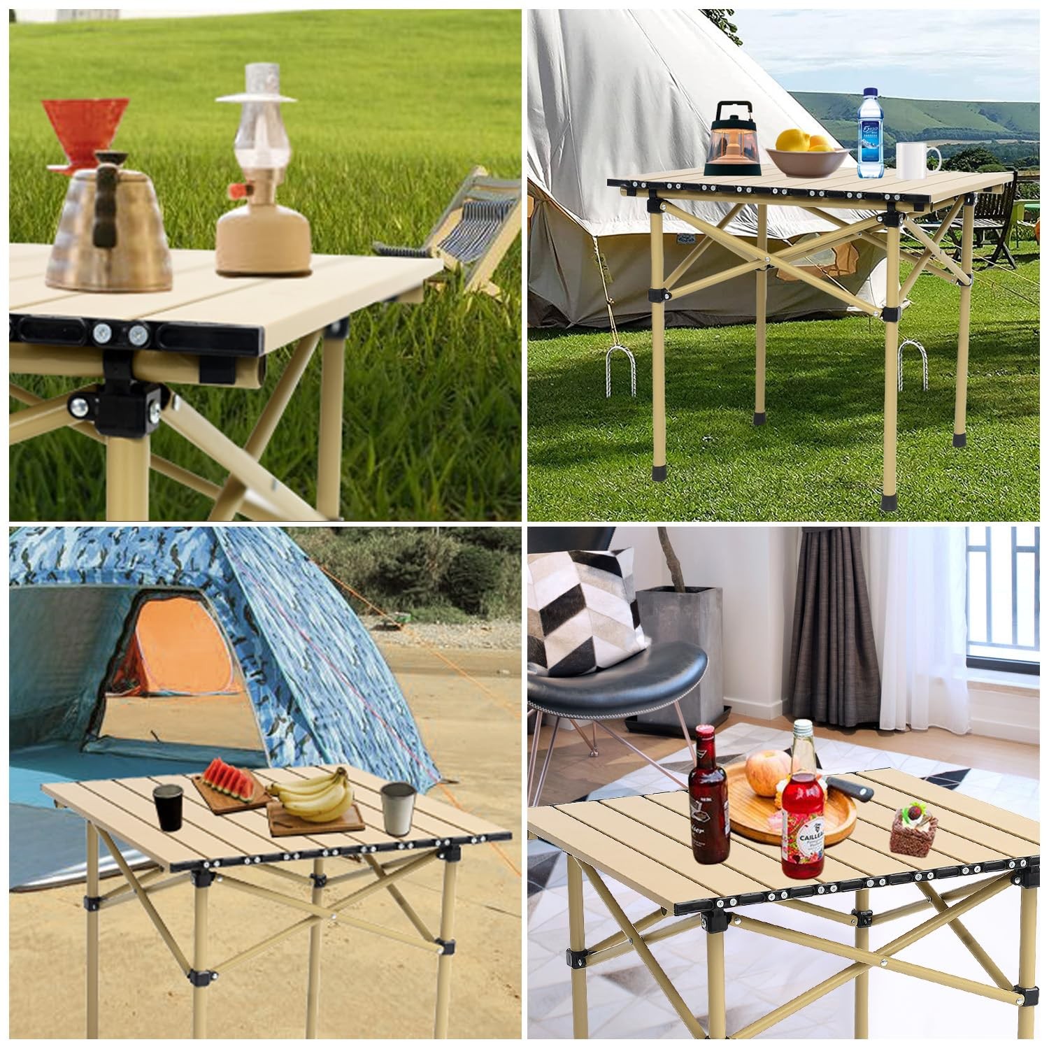 Portable Camping Table Folding Side Table Aluminum Lightweight Table with Car...