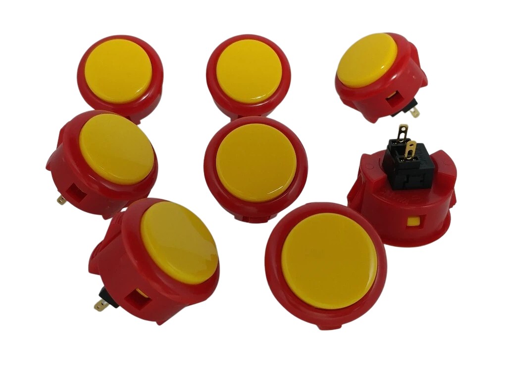 Japan Sanwa Mix Buttons Red/Yellow  x 8 pcs Video Arcade Game Parts