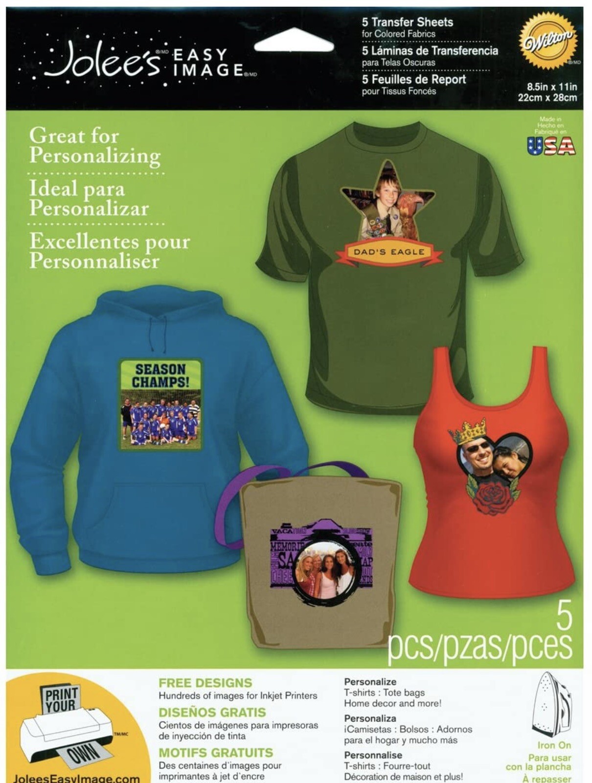 Jolee's Easy Image Transfer Sheets 8.5"X11" 5/Pkg For Dark Fabric 015586944006