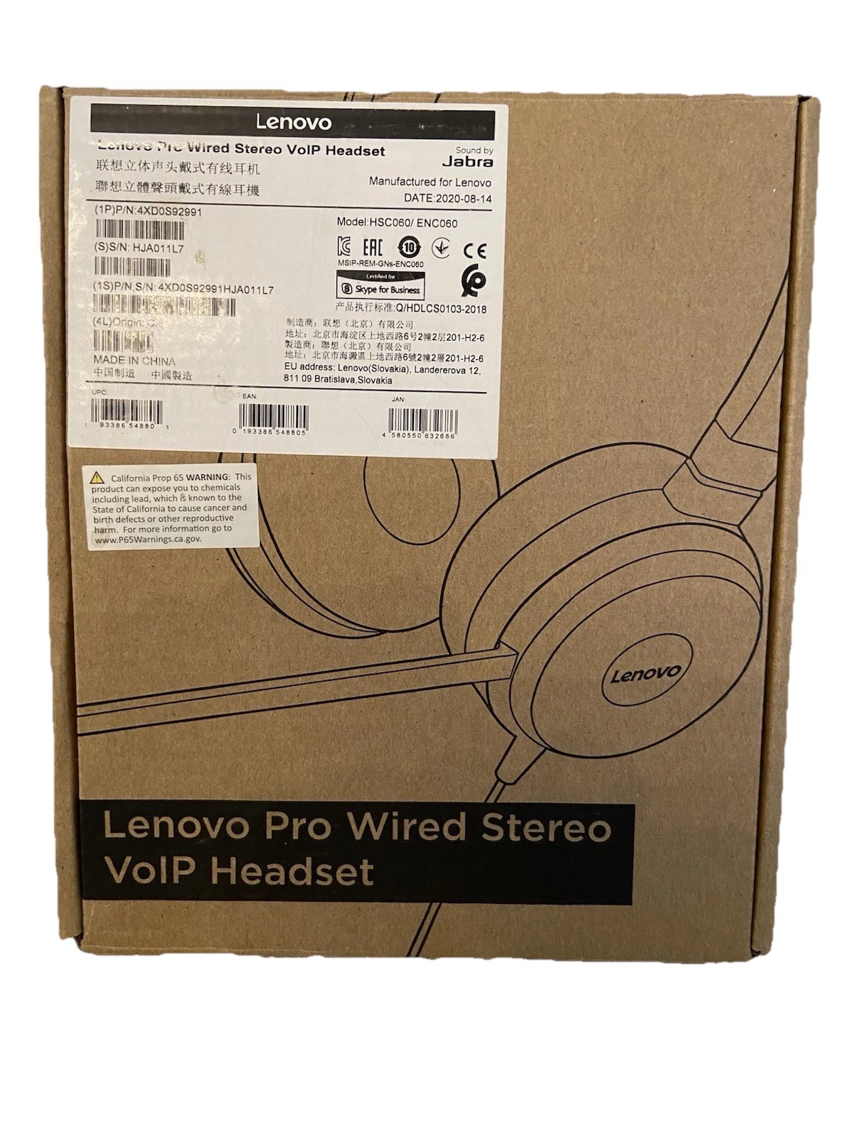 Lenovo Pro Wired Stereo VoIP Headset with Control Unit, Case, &  Box Jabra
