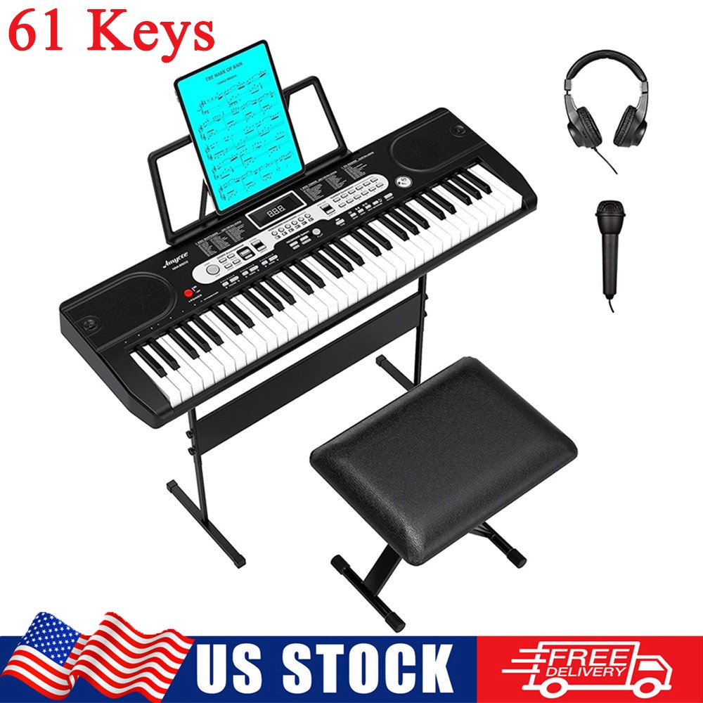 61 Key Digital Piano Music Keyboard - Electronic Keyboard Stand Stool Headphone