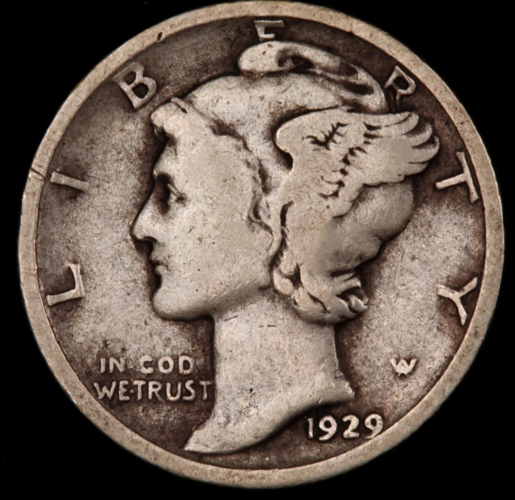 1929 P Mercury Dime circulated 90% Silver  Good G / VG