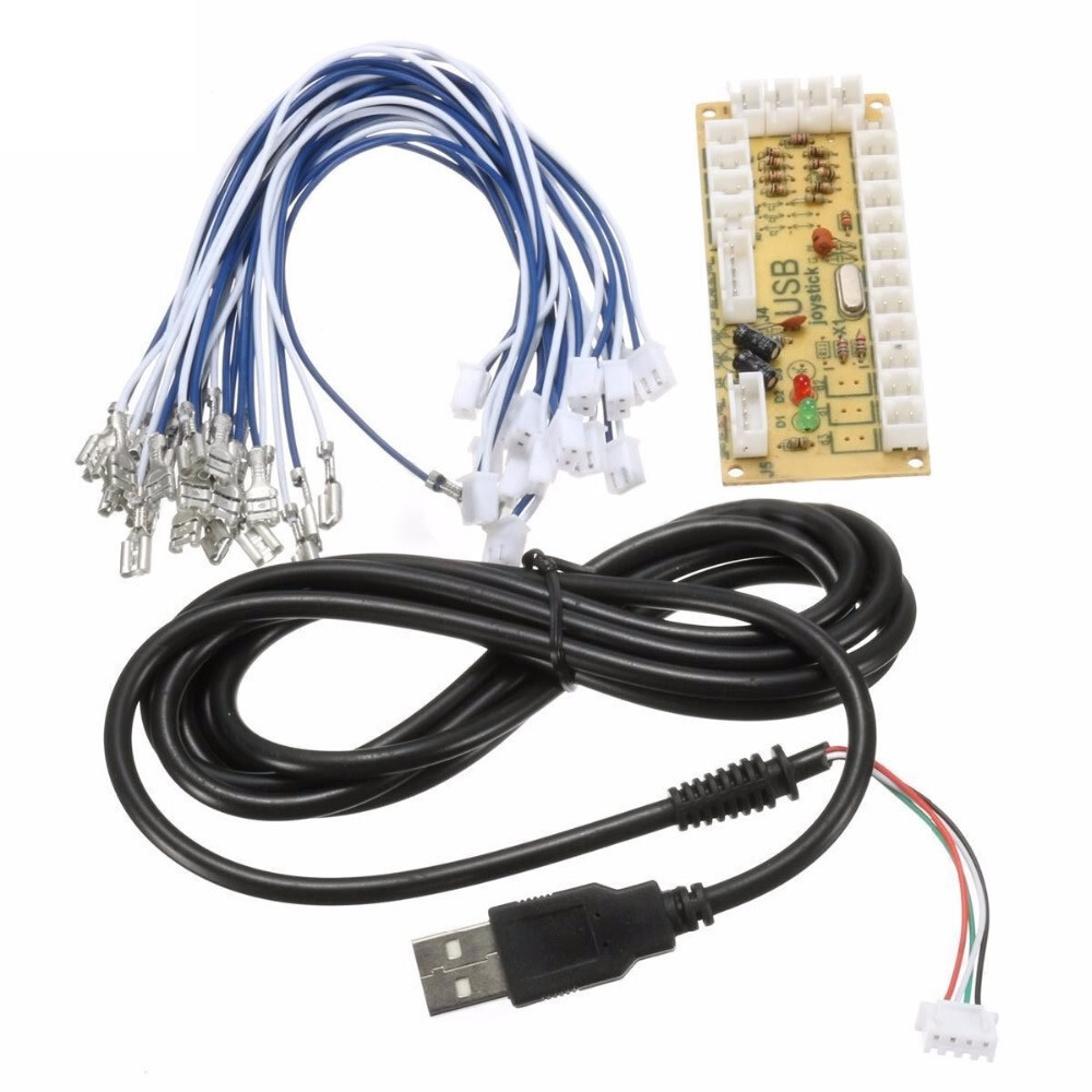 Zero Delay Arcade USB Encoder Kit – PC to Joystick with 4.8mm Wire Cables