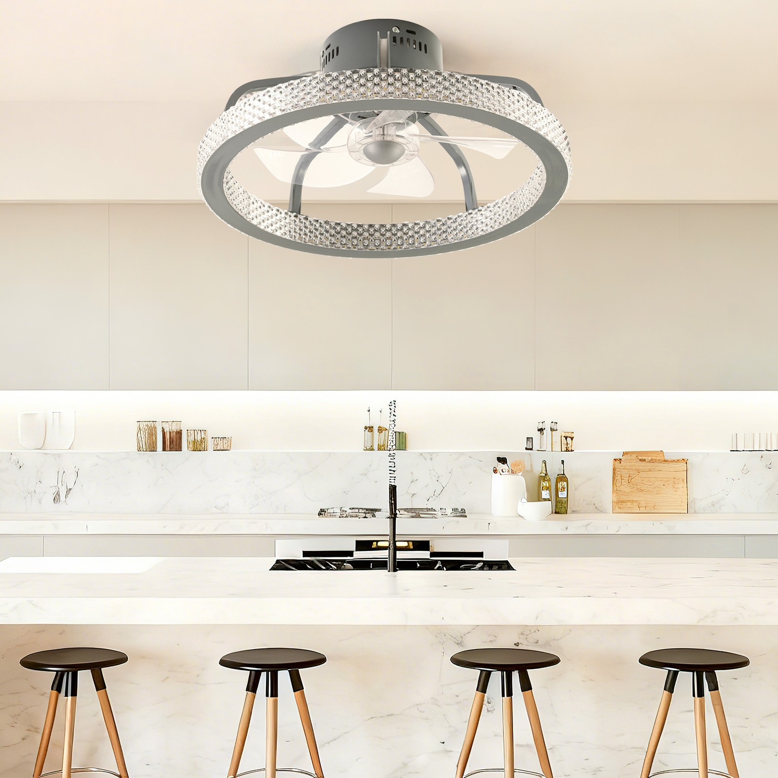 TCFUNDY RGB LED Ceiling Fan with Light App + Remote Control + Bluetooth Speaker