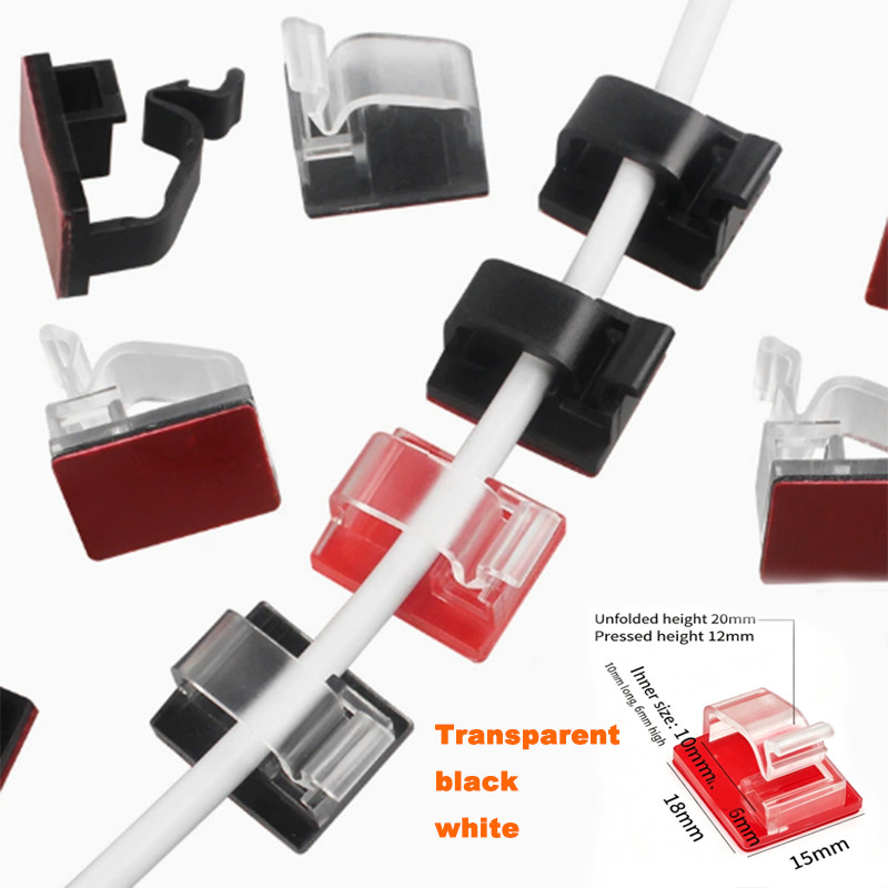 Self‑Adhesive Cable Clips Wire Holder Cord Management Organizer for Car Home Use
